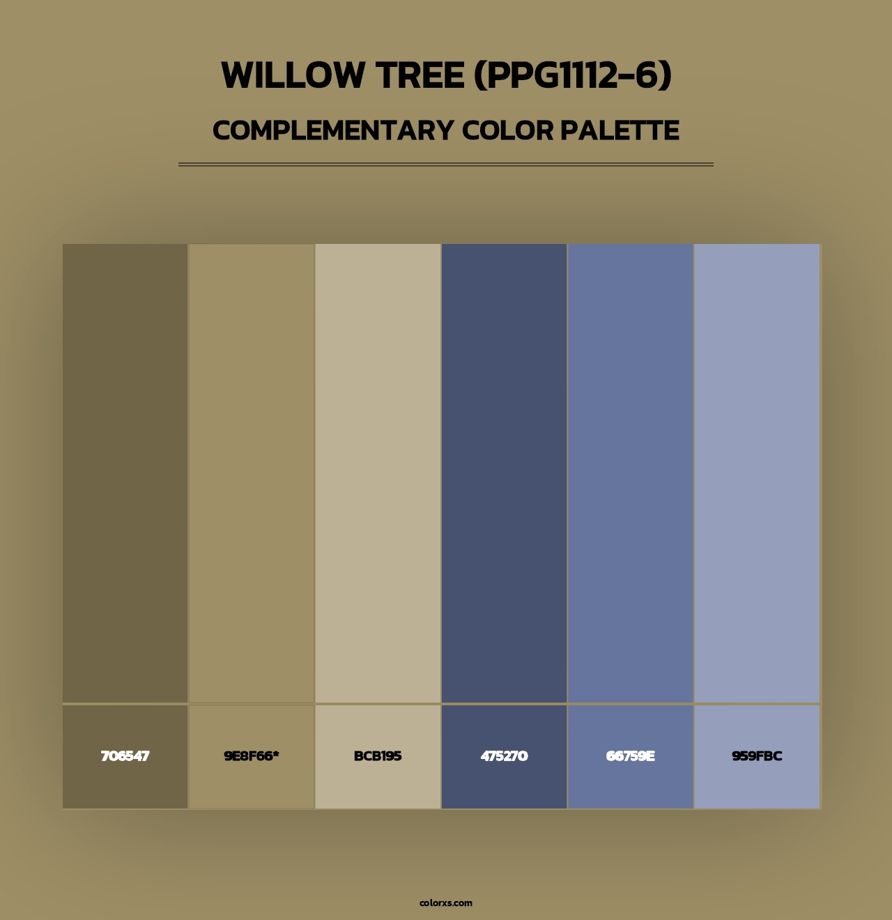 Willow Tree (PPG1112-6) - Complementary Color Palette