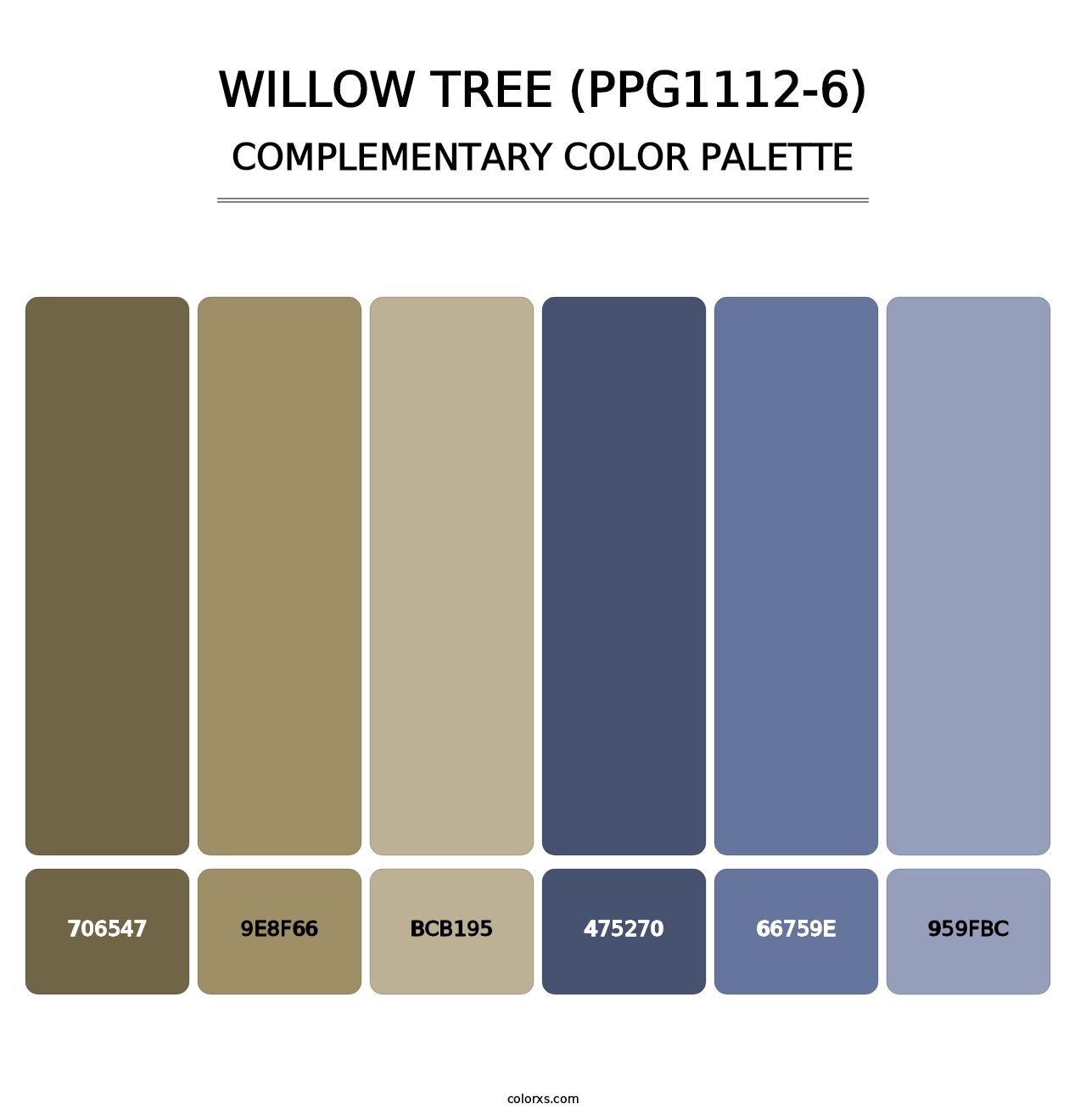 Willow Tree (PPG1112-6) - Complementary Color Palette