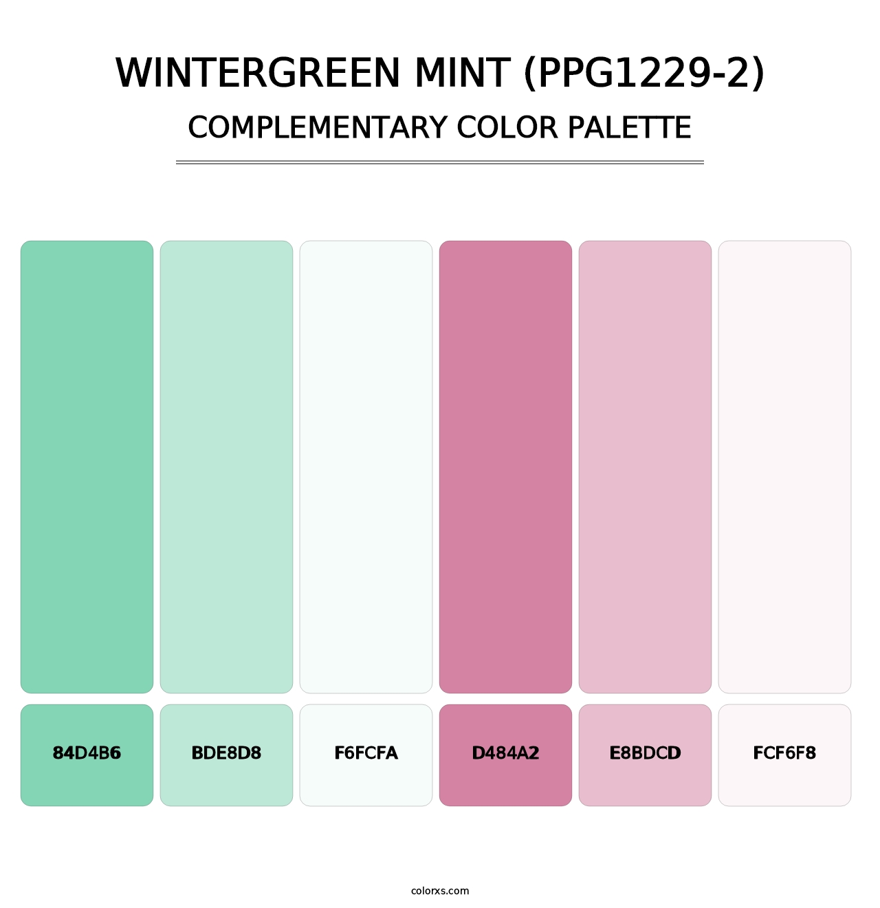 Wintergreen Mint (PPG1229-2) - Complementary Color Palette