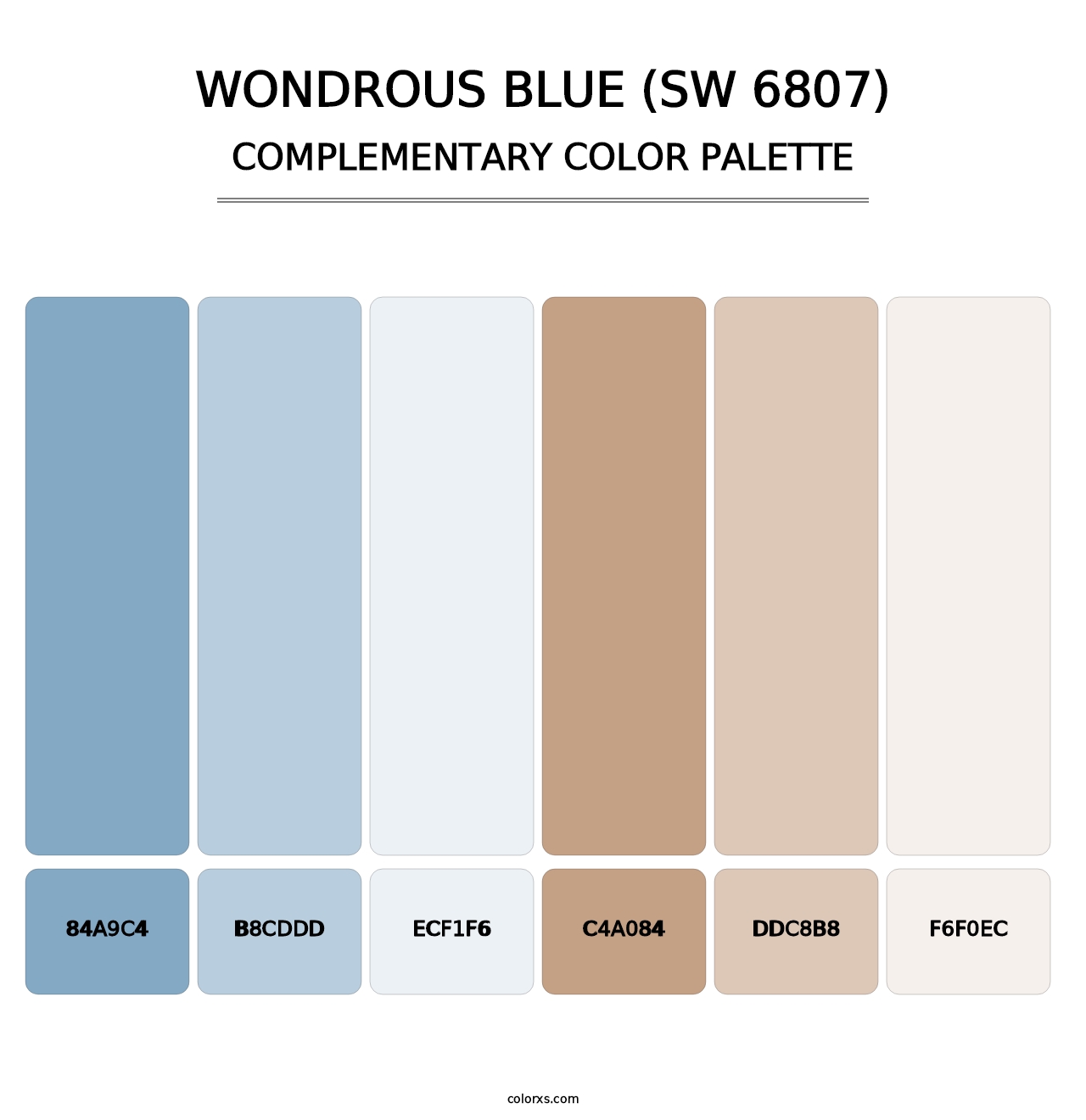 Wondrous Blue (SW 6807) - Complementary Color Palette