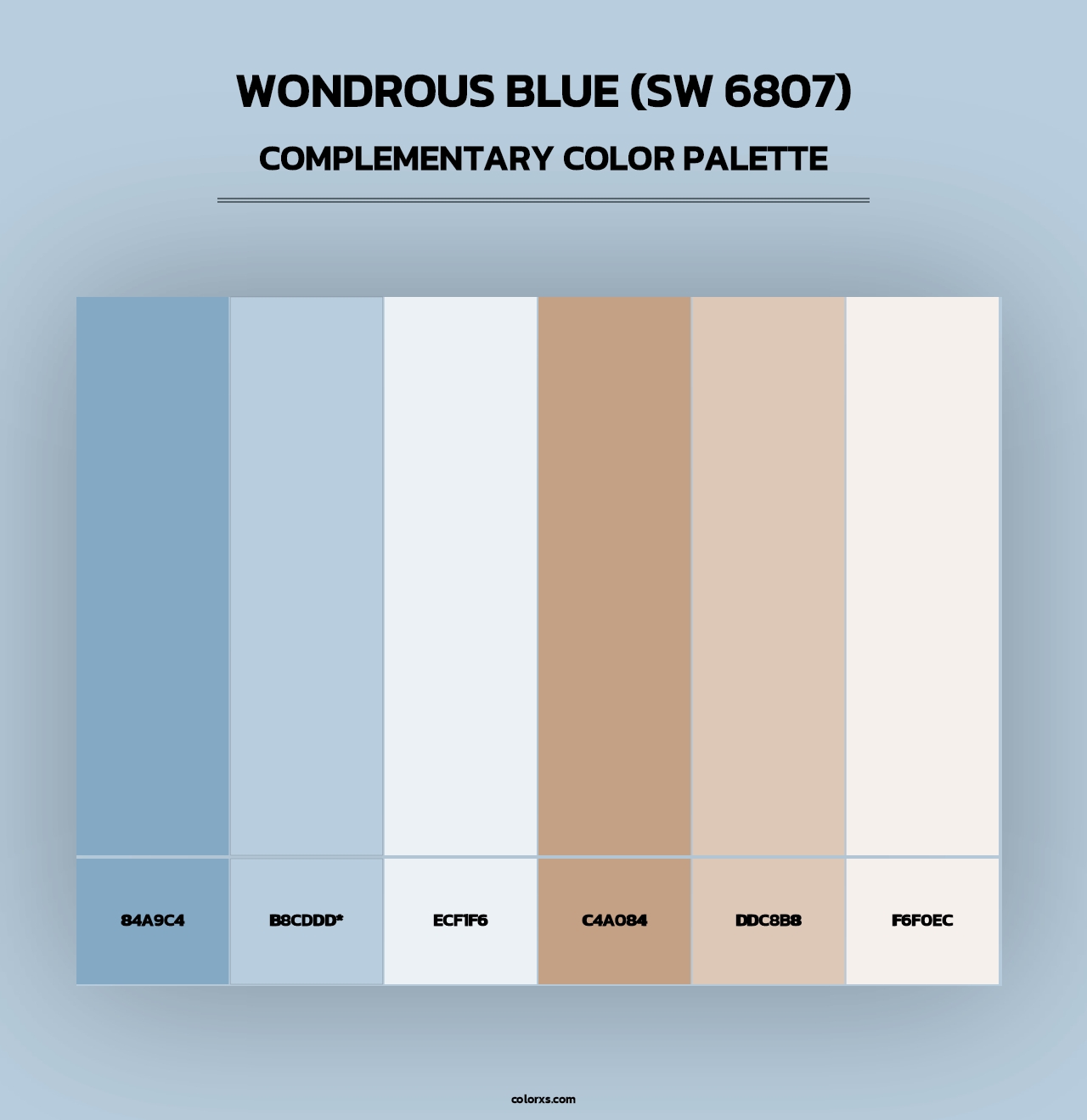 Wondrous Blue (SW 6807) - Complementary Color Palette