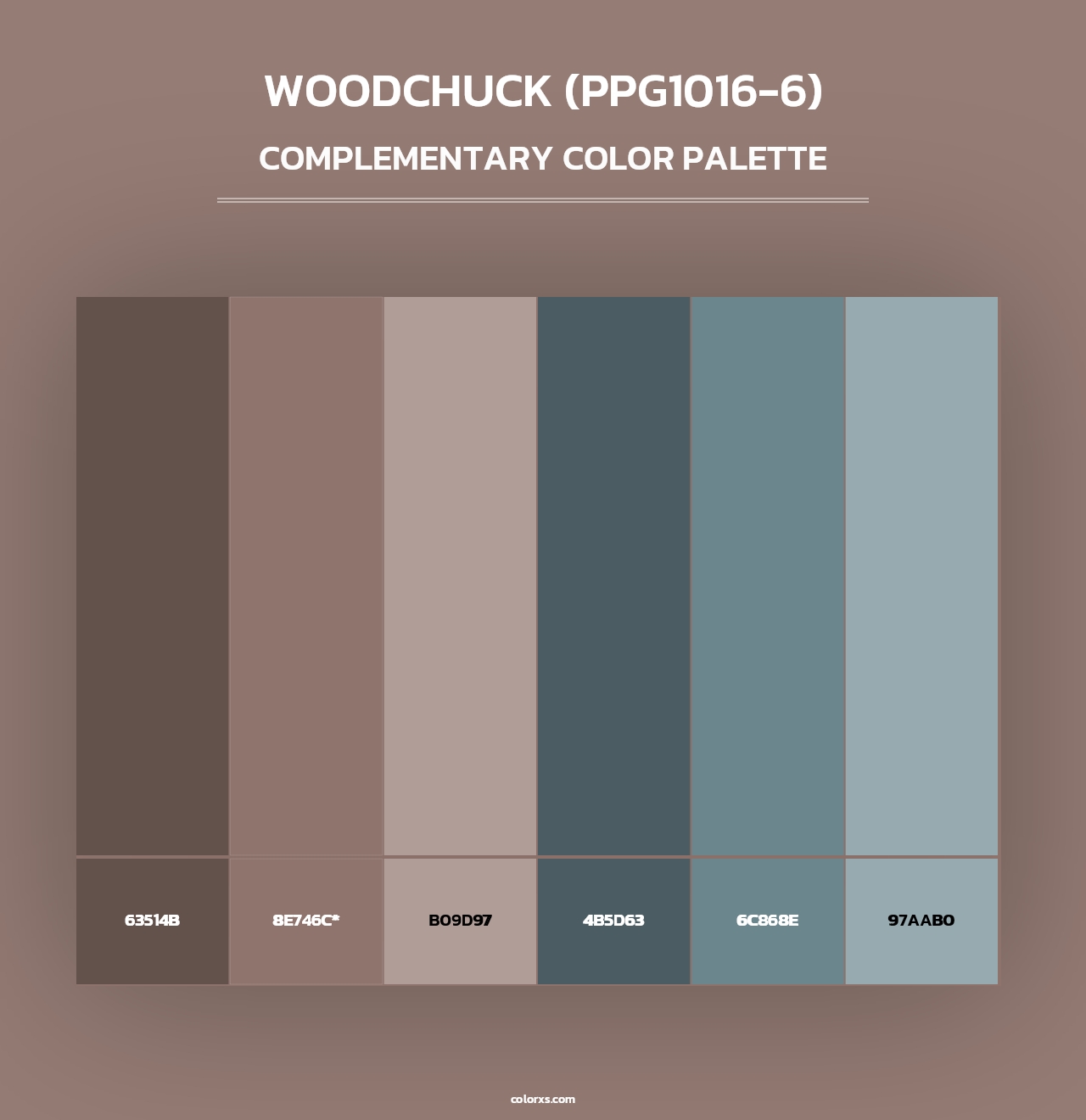 Woodchuck (PPG1016-6) - Complementary Color Palette