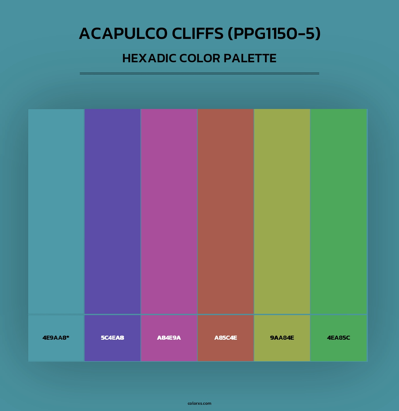 Acapulco Cliffs (PPG1150-5) - Hexadic Color Palette