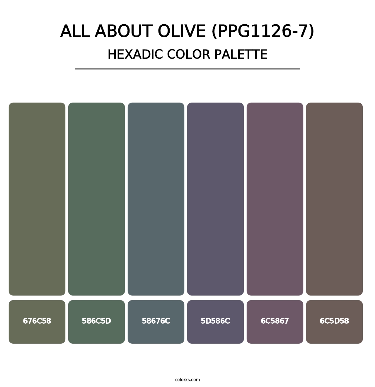 All About Olive (PPG1126-7) - Hexadic Color Palette