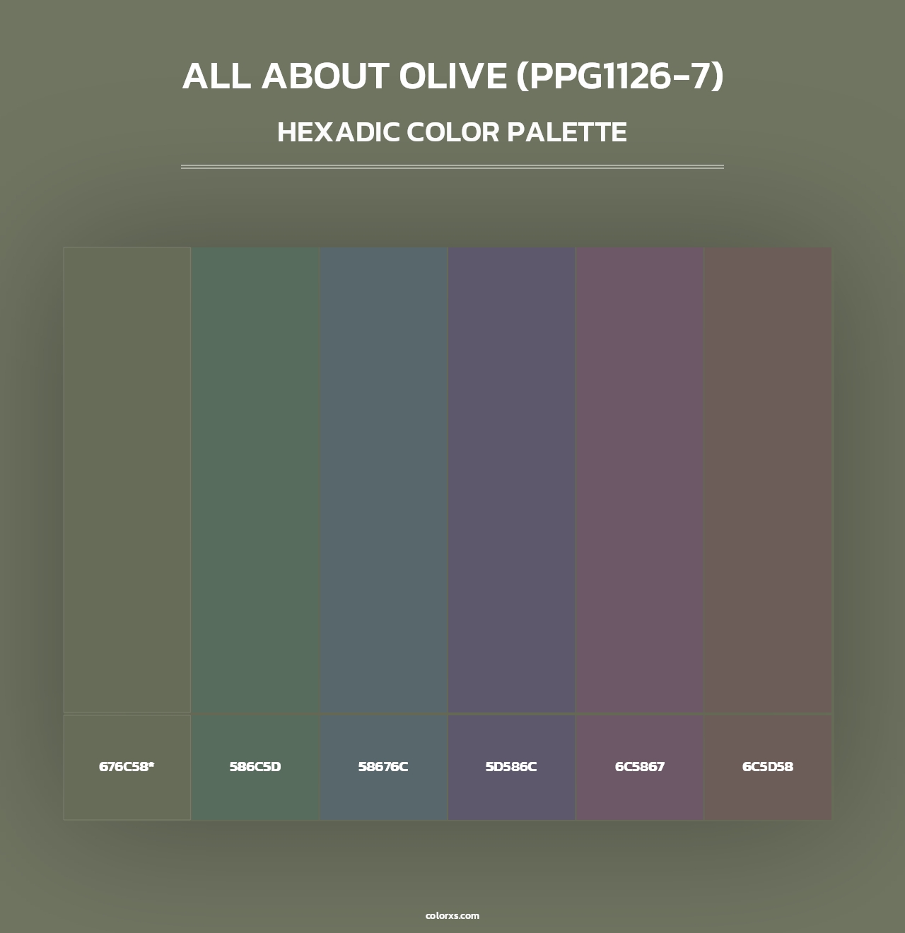 All About Olive (PPG1126-7) - Hexadic Color Palette