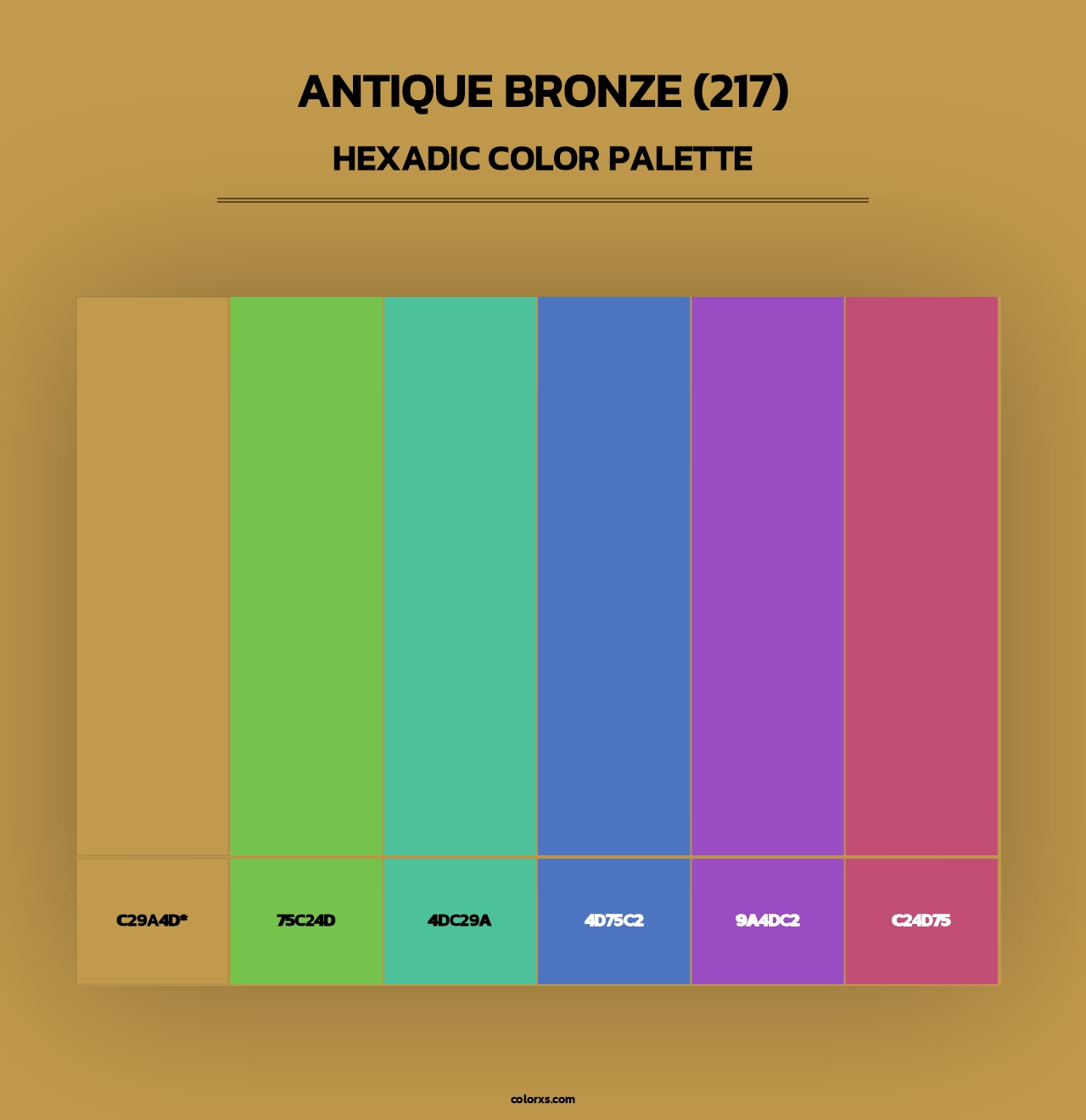 Antique Bronze (217) - Hexadic Color Palette
