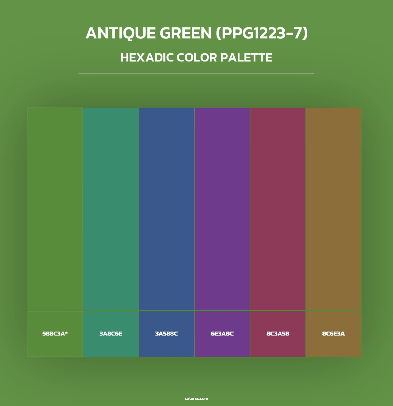 Antique Green (PPG1223-7) - Hexadic Color Palette
