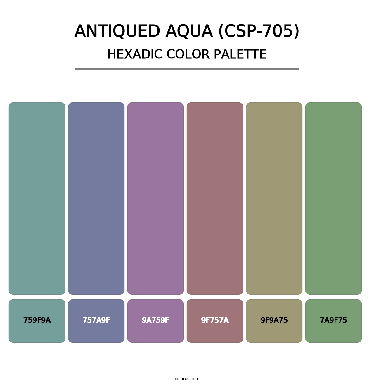 Antiqued Aqua (CSP-705) - Hexadic Color Palette