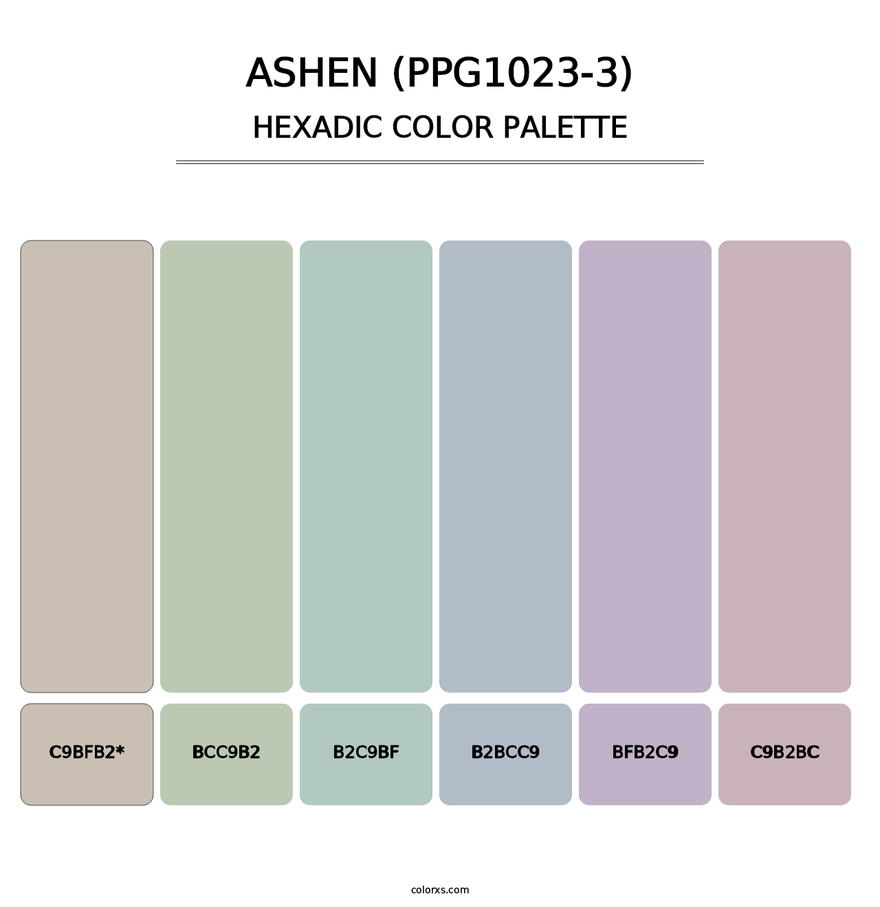 Ashen (PPG1023-3) - Hexadic Color Palette