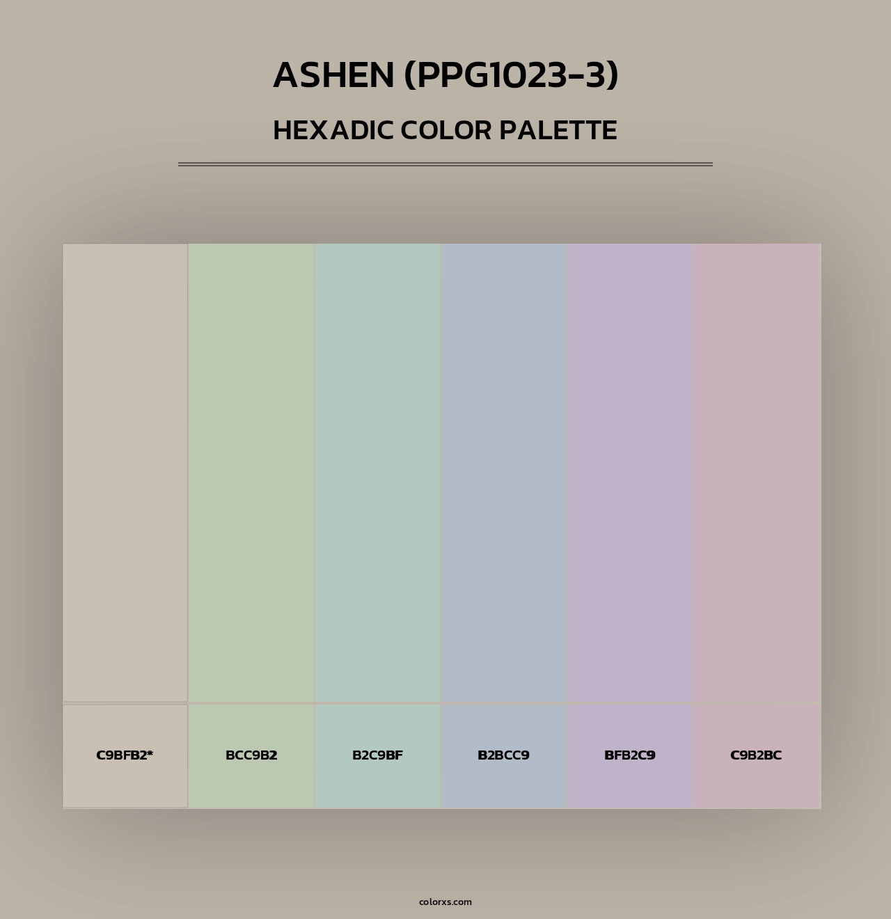 Ashen (PPG1023-3) - Hexadic Color Palette