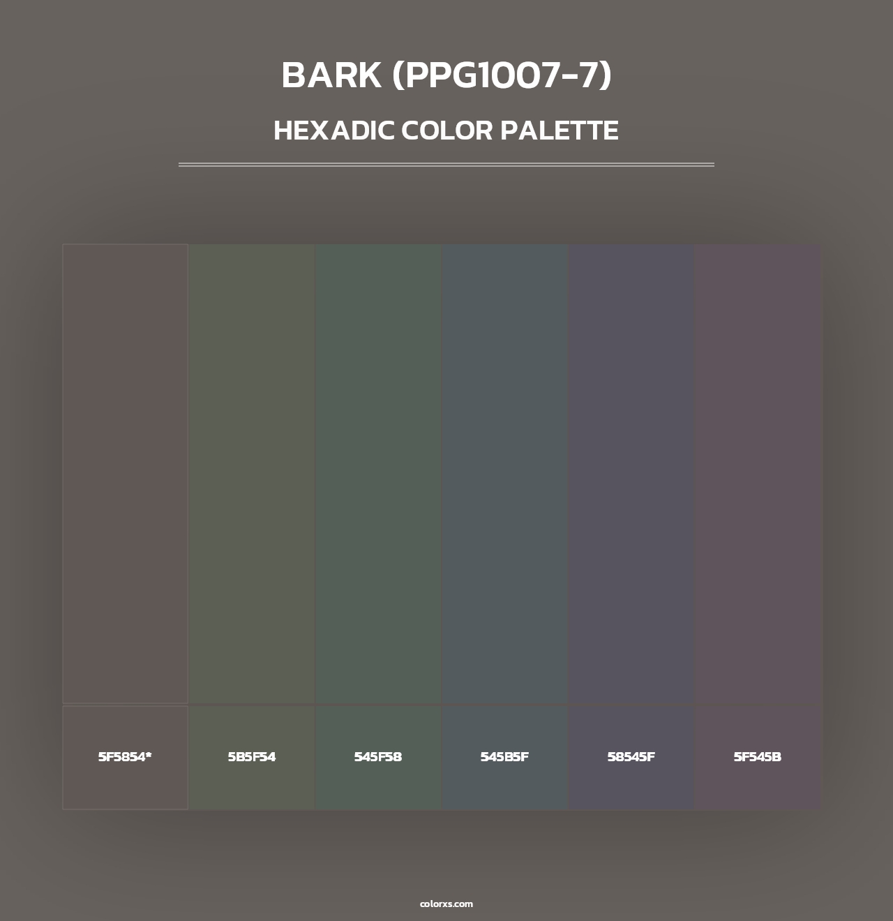 Bark (PPG1007-7) - Hexadic Color Palette