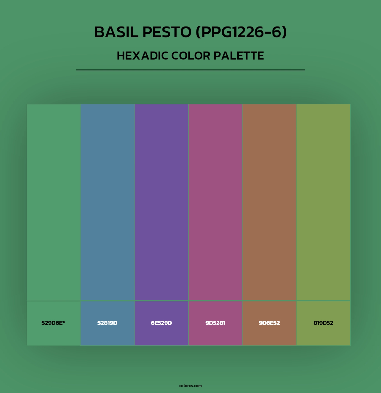 Basil Pesto (PPG1226-6) - Hexadic Color Palette