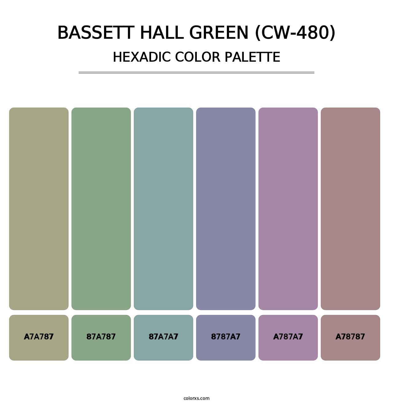 Bassett Hall Green (CW-480) - Hexadic Color Palette