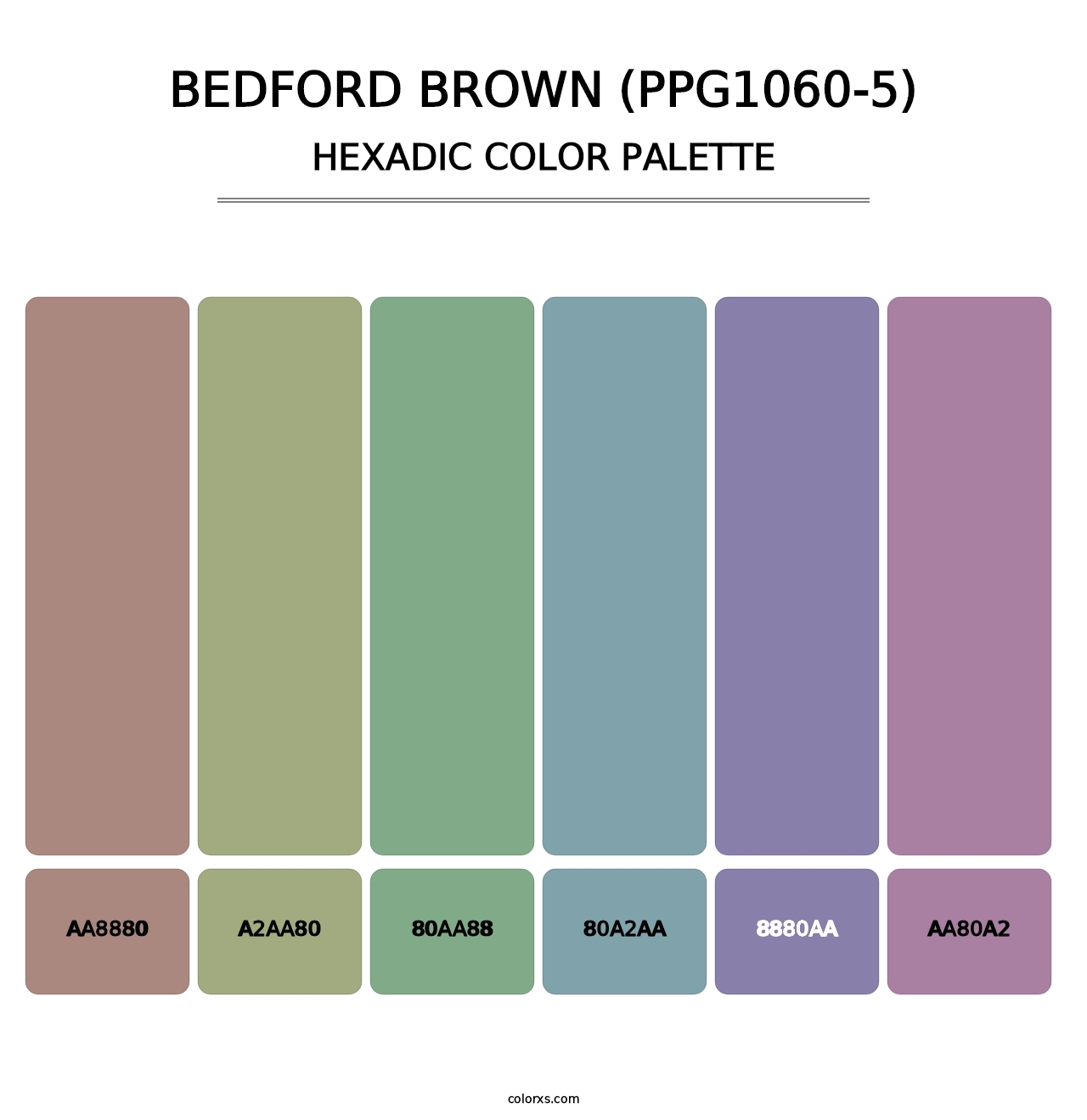 Bedford Brown (PPG1060-5) - Hexadic Color Palette