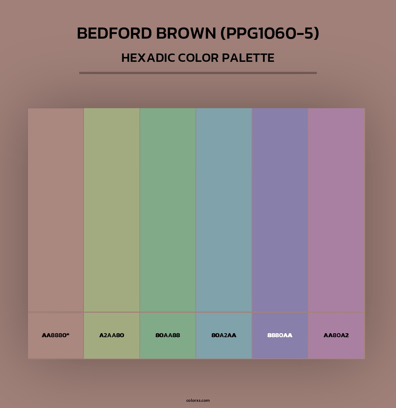 Bedford Brown (PPG1060-5) - Hexadic Color Palette
