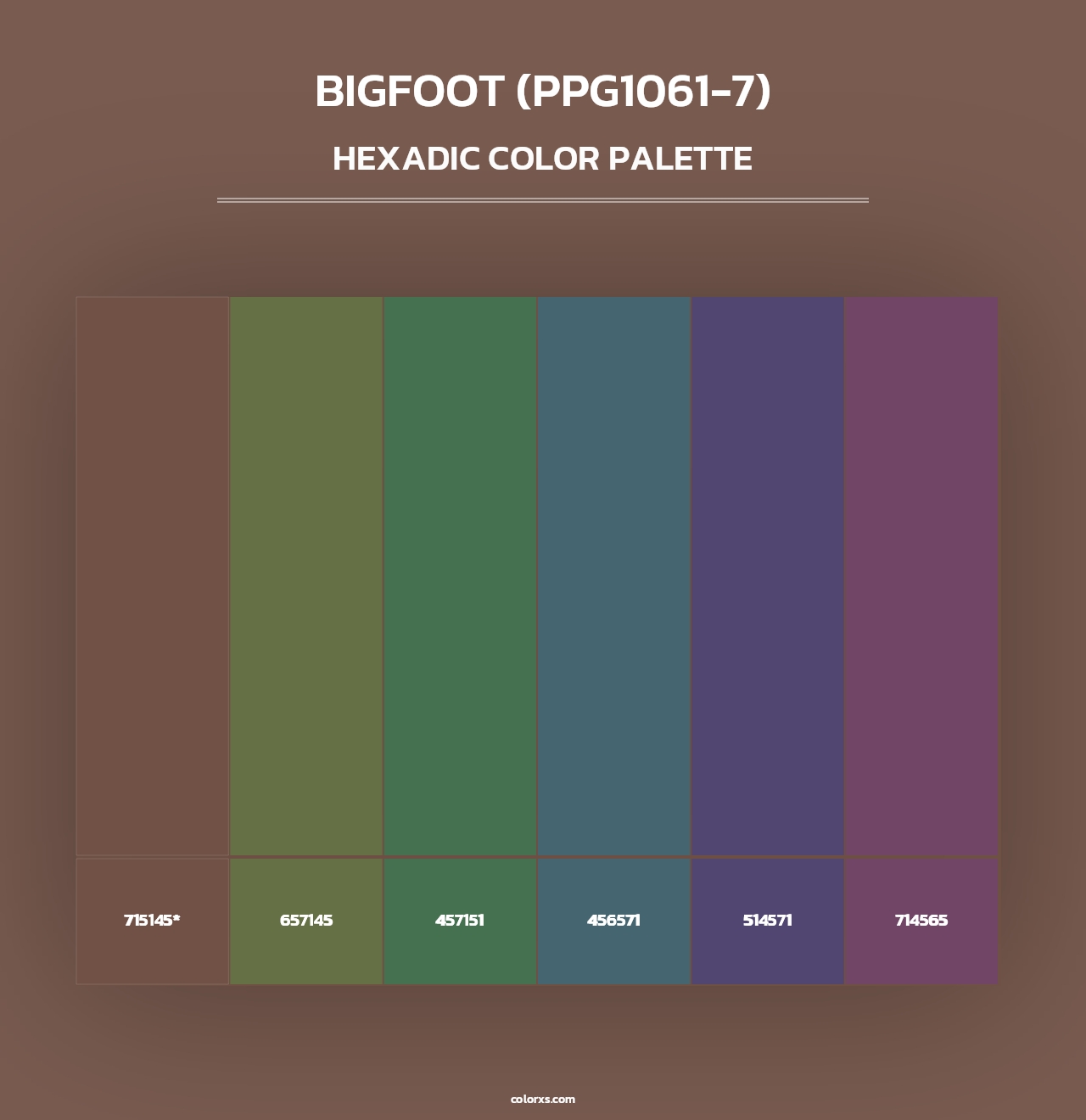 Bigfoot (PPG1061-7) - Hexadic Color Palette