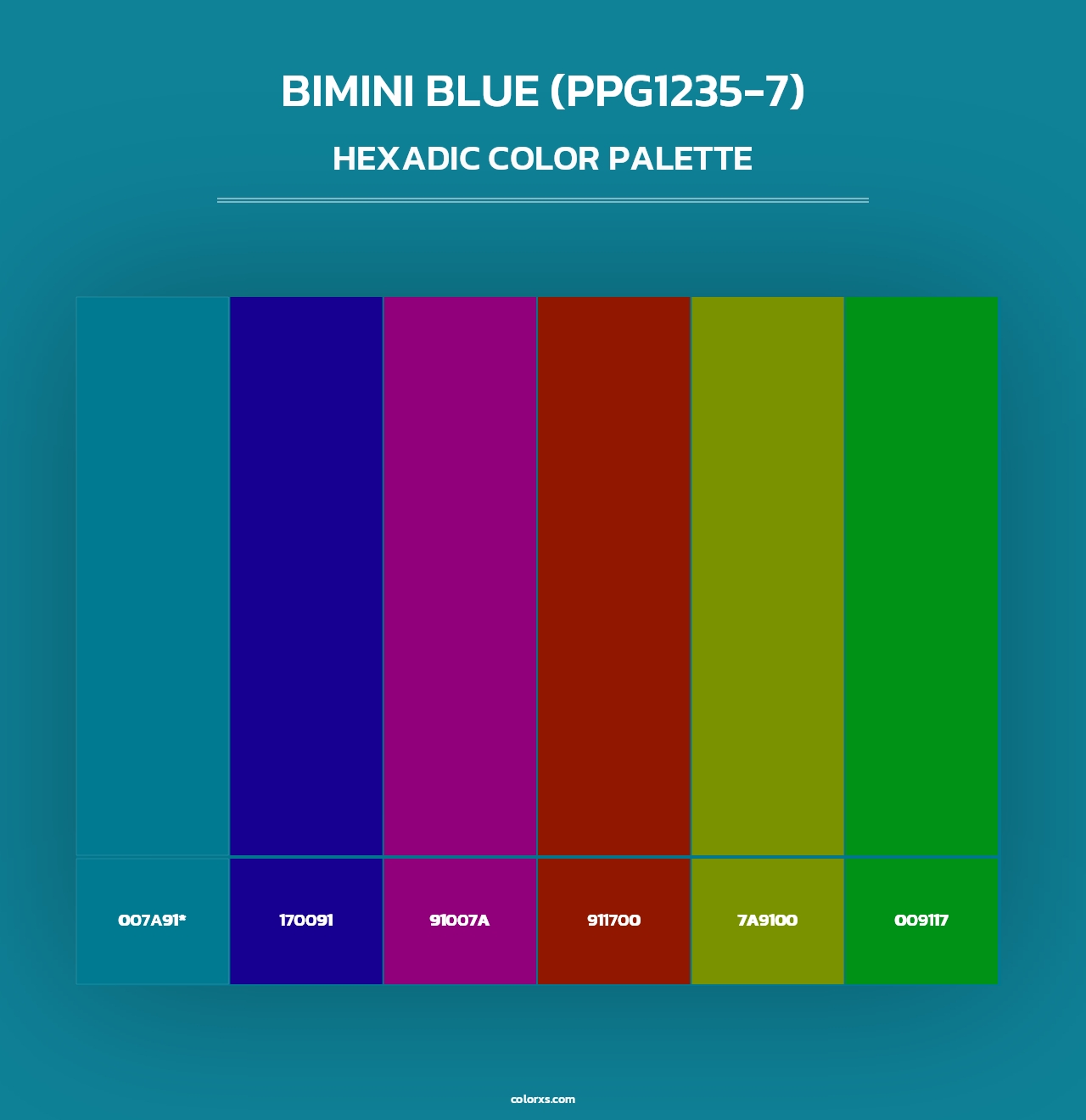 Bimini Blue (PPG1235-7) - Hexadic Color Palette