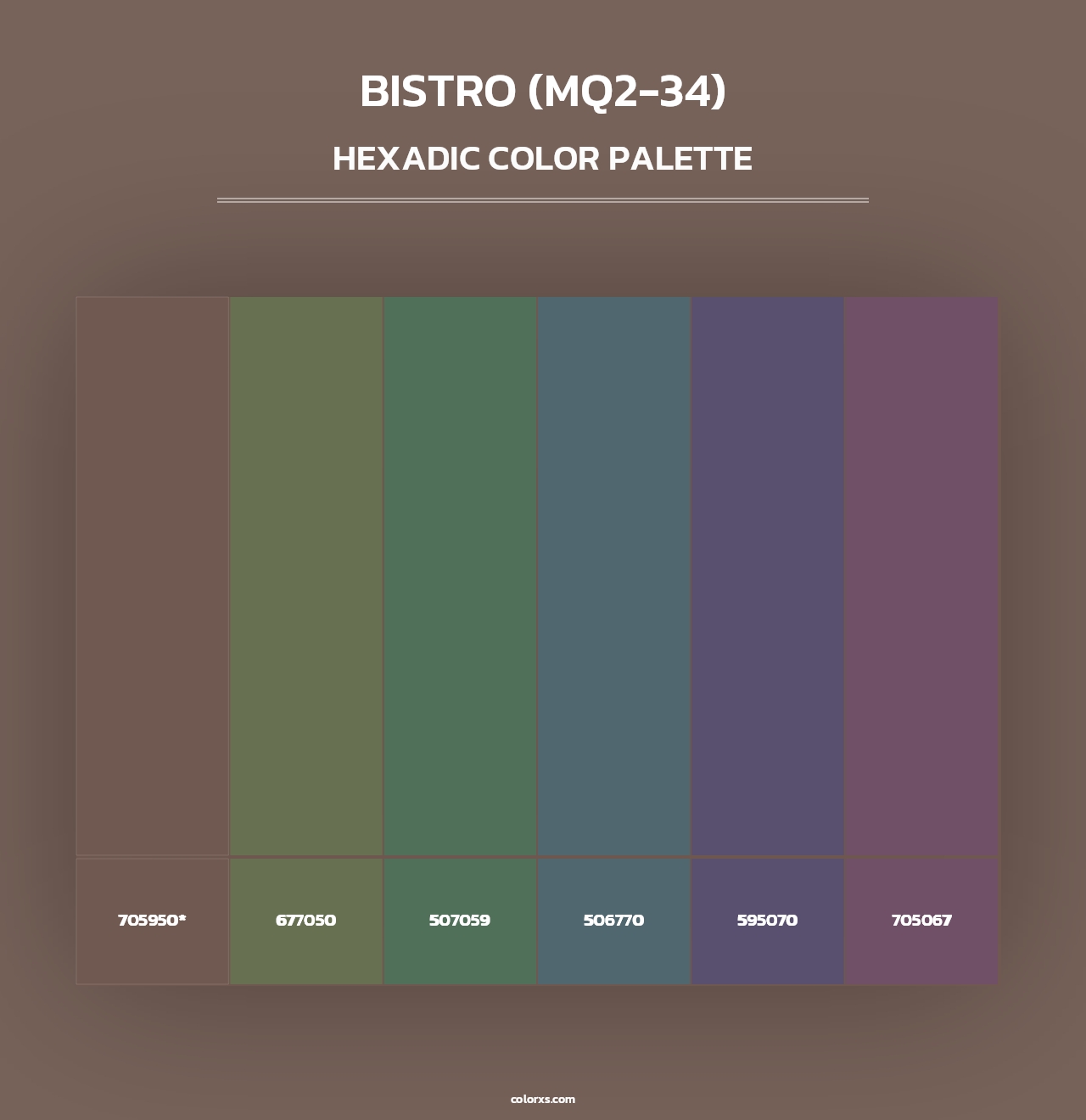 Bistro (MQ2-34) - Hexadic Color Palette