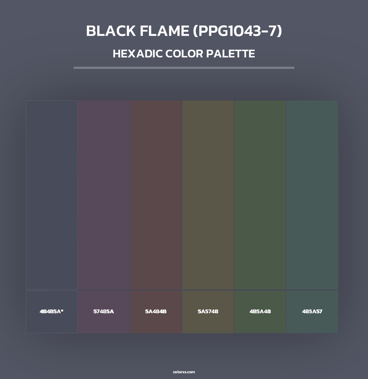 Black Flame (PPG1043-7) - Hexadic Color Palette