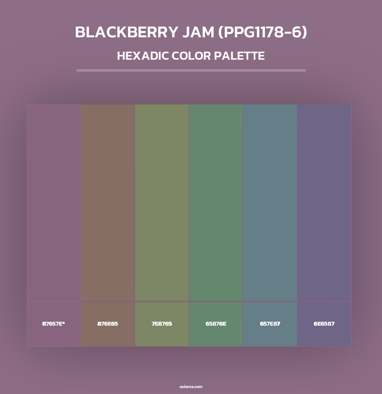 Blackberry Jam (PPG1178-6) - Hexadic Color Palette