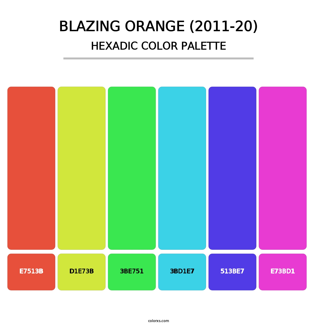 Blazing Orange (2011-20) - Hexadic Color Palette