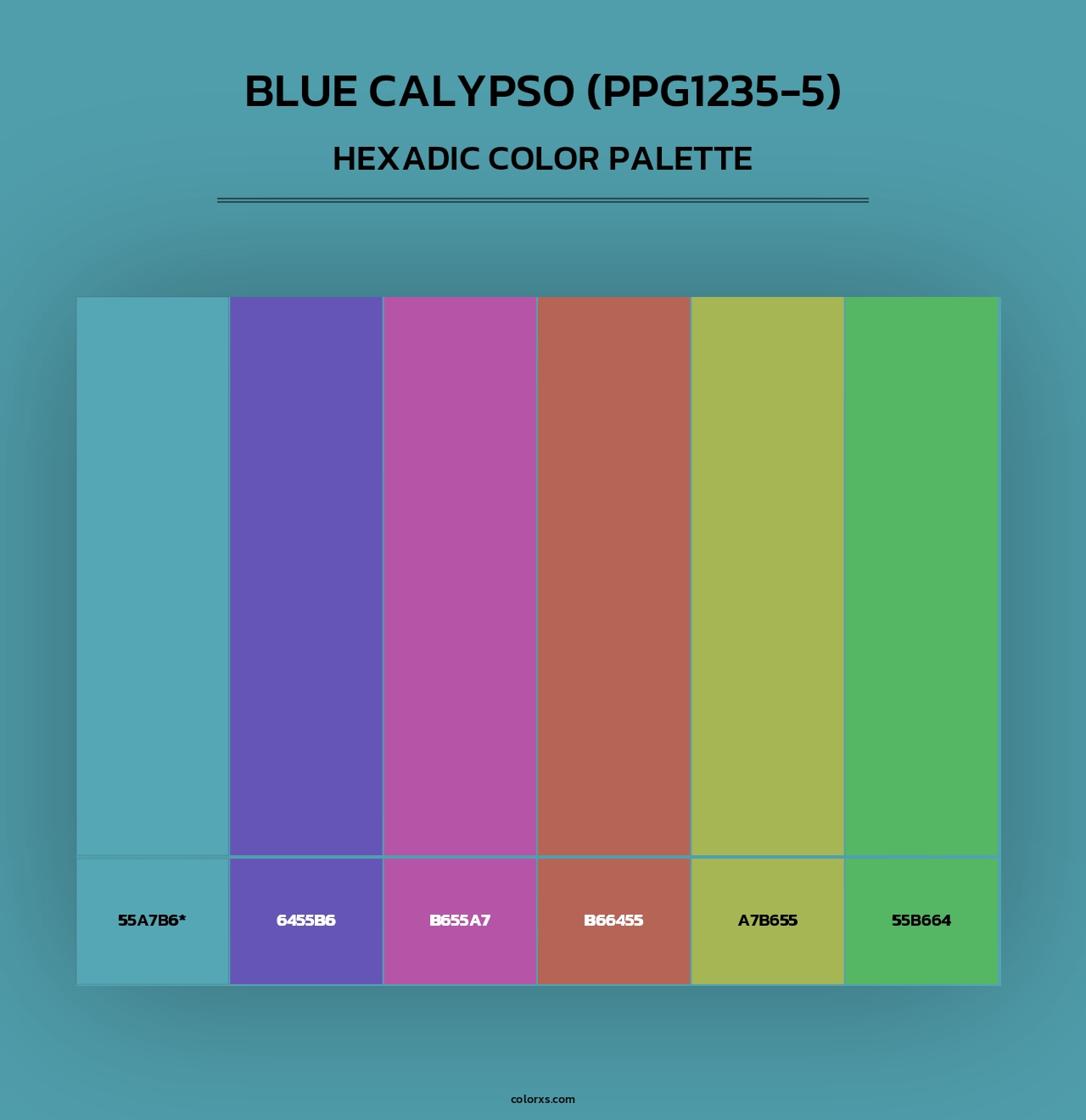 Blue Calypso (PPG1235-5) - Hexadic Color Palette