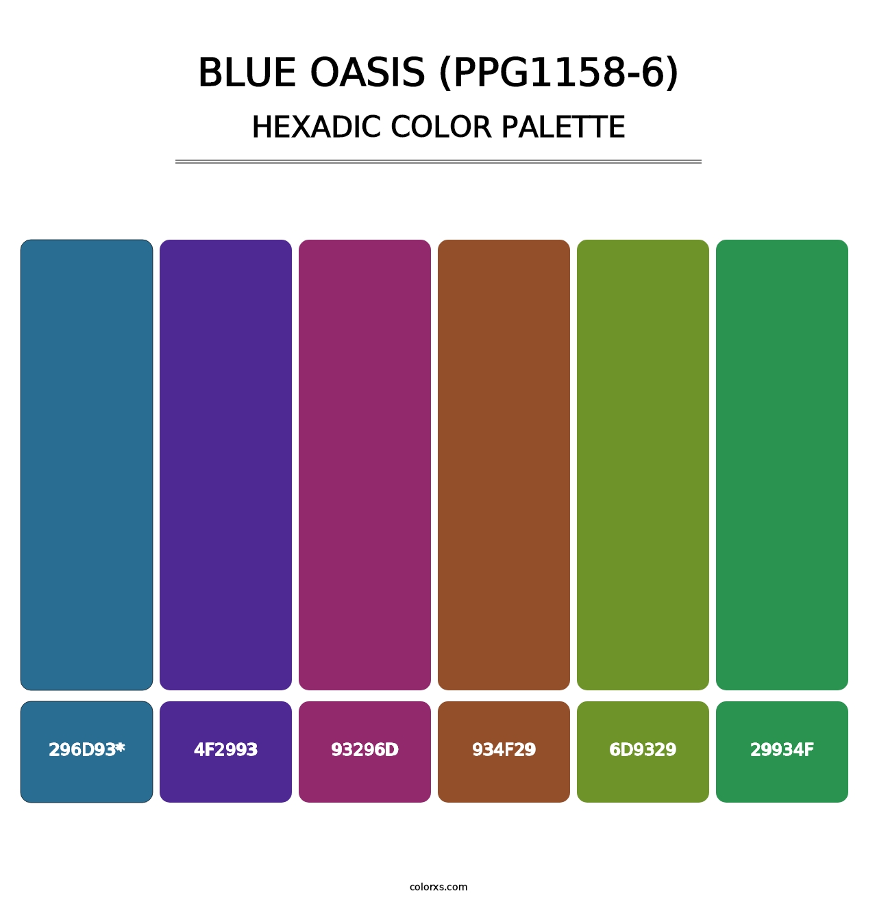 Blue Oasis (PPG1158-6) - Hexadic Color Palette