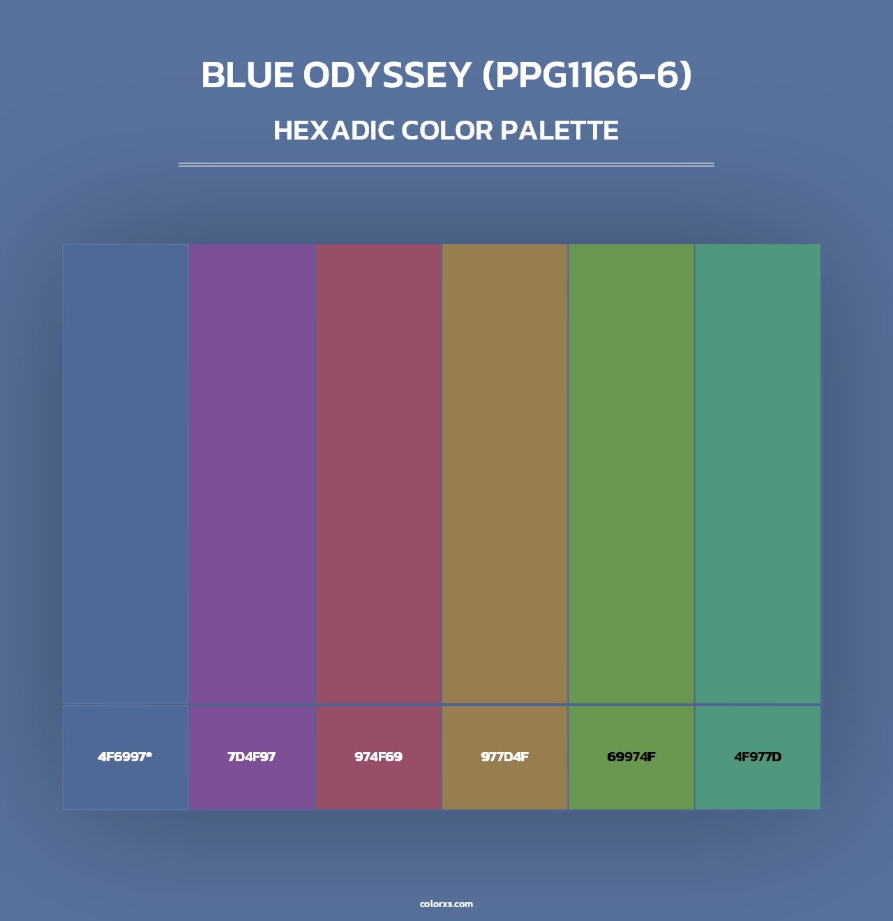 Blue Odyssey (PPG1166-6) - Hexadic Color Palette