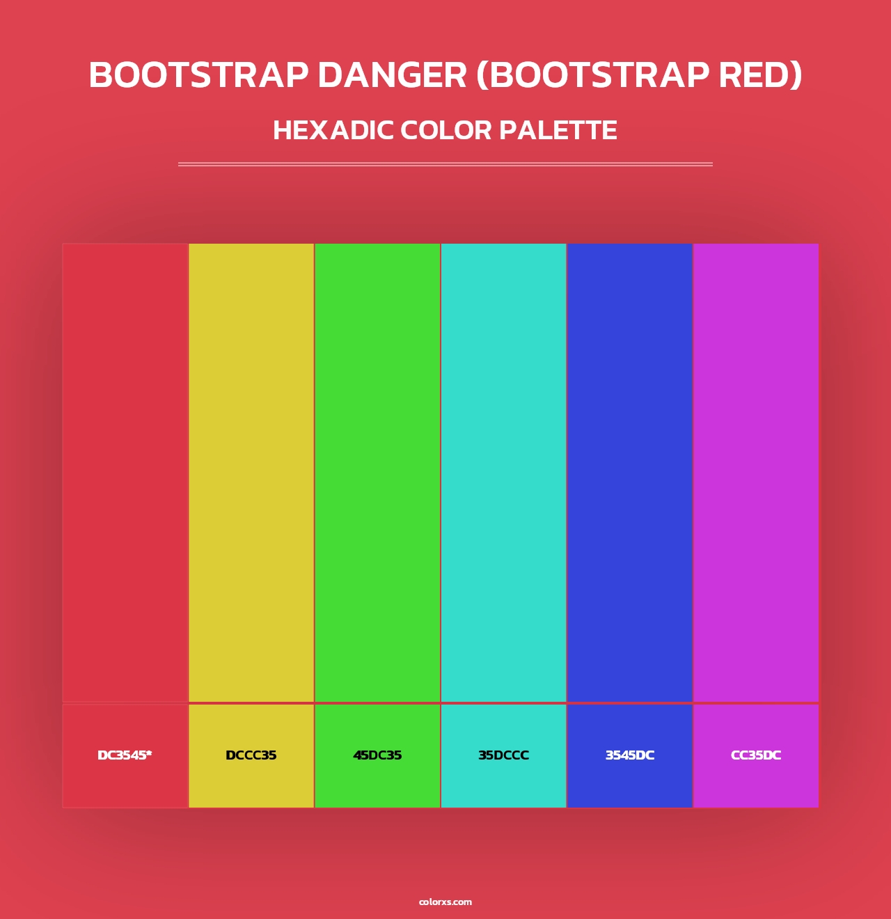 Bootstrap Danger (Bootstrap Red) - Hexadic Color Palette