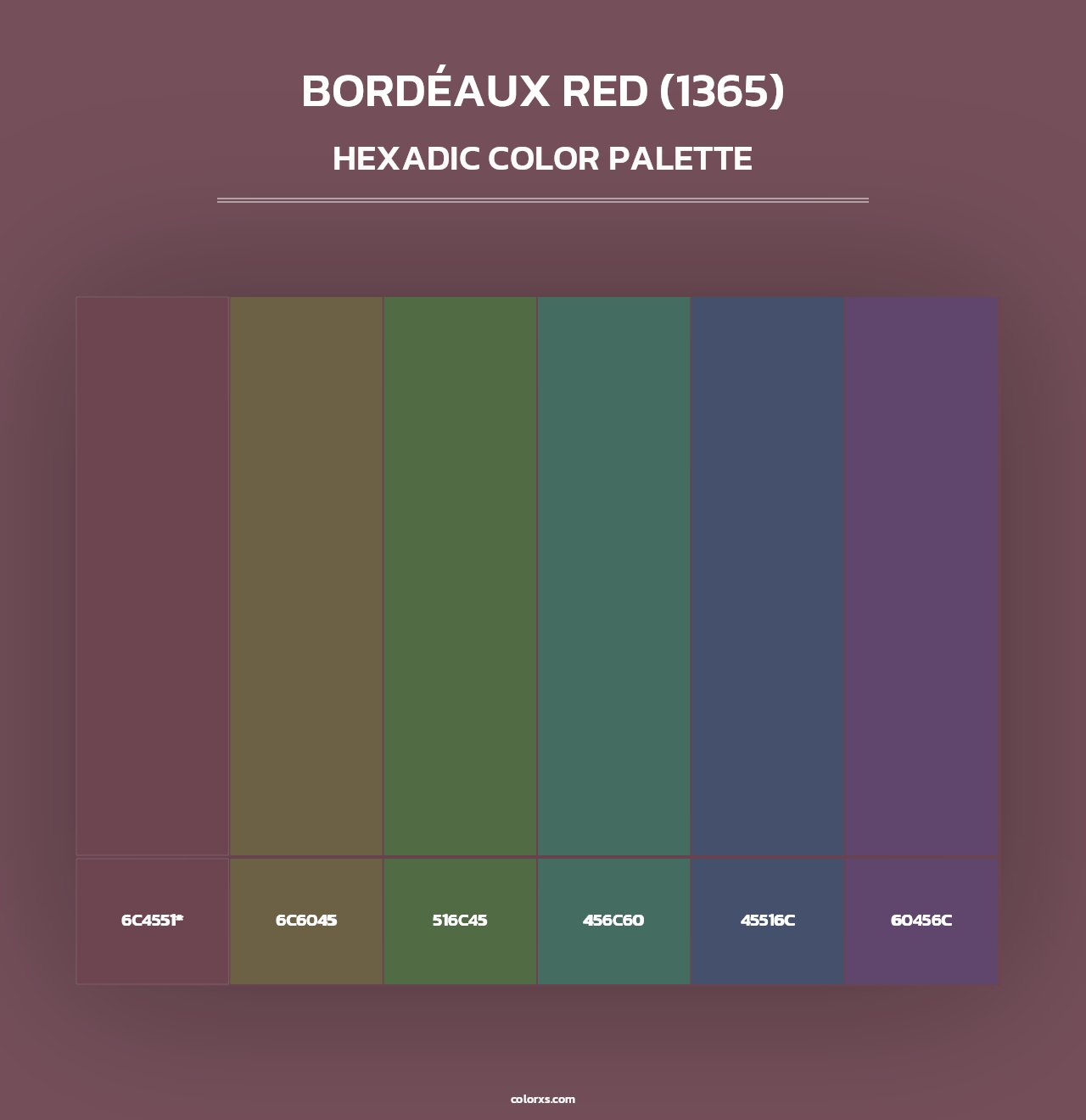 Bordéaux Red (1365) - Hexadic Color Palette