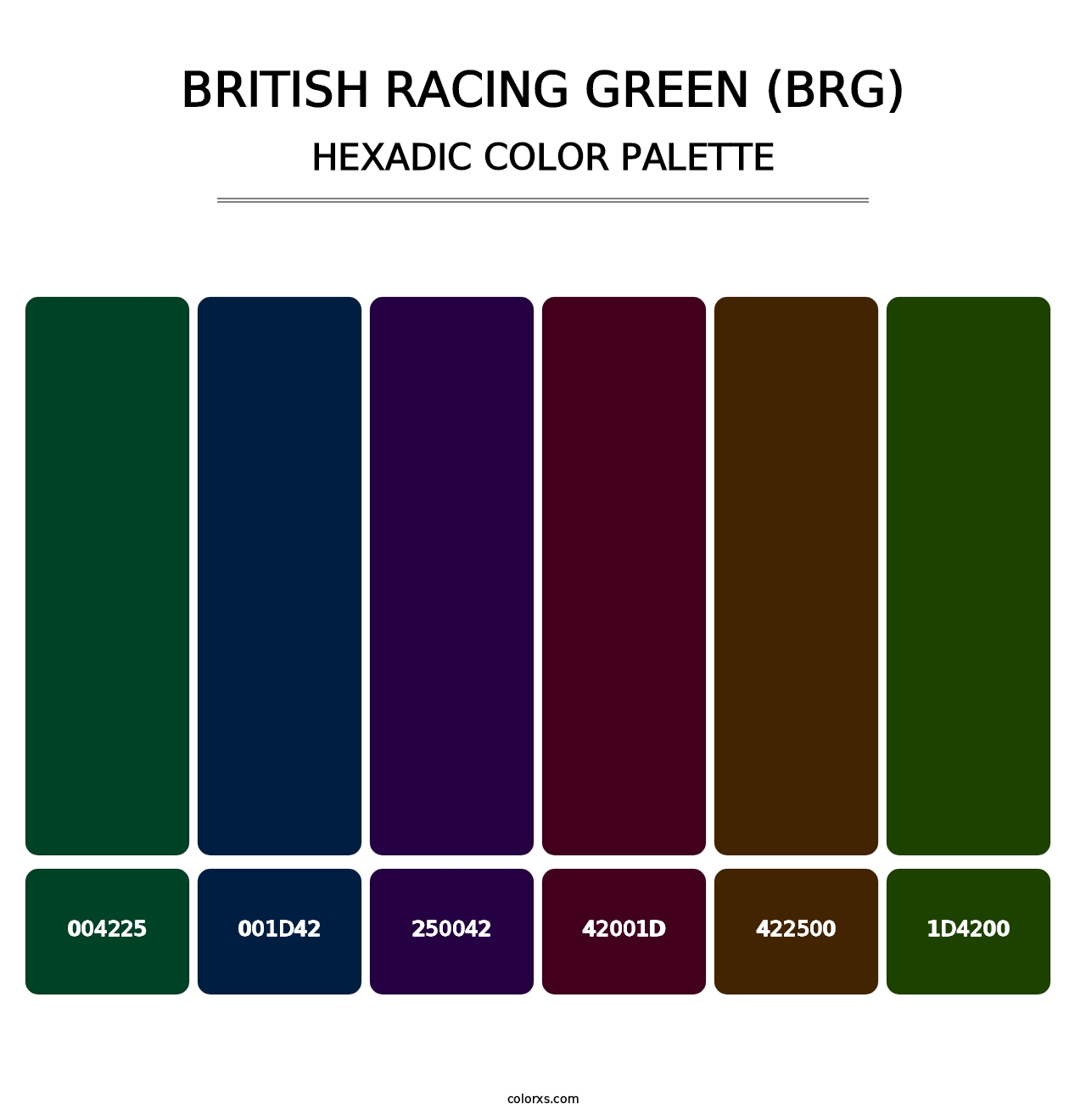 British Racing Green (BRG) - Hexadic Color Palette
