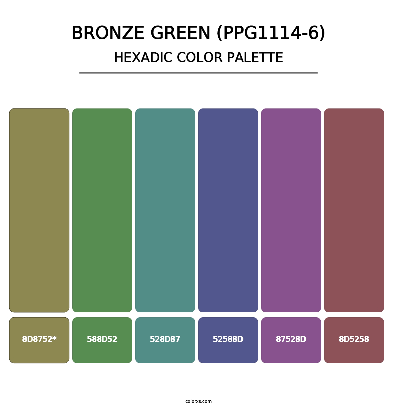 Bronze Green (PPG1114-6) - Hexadic Color Palette