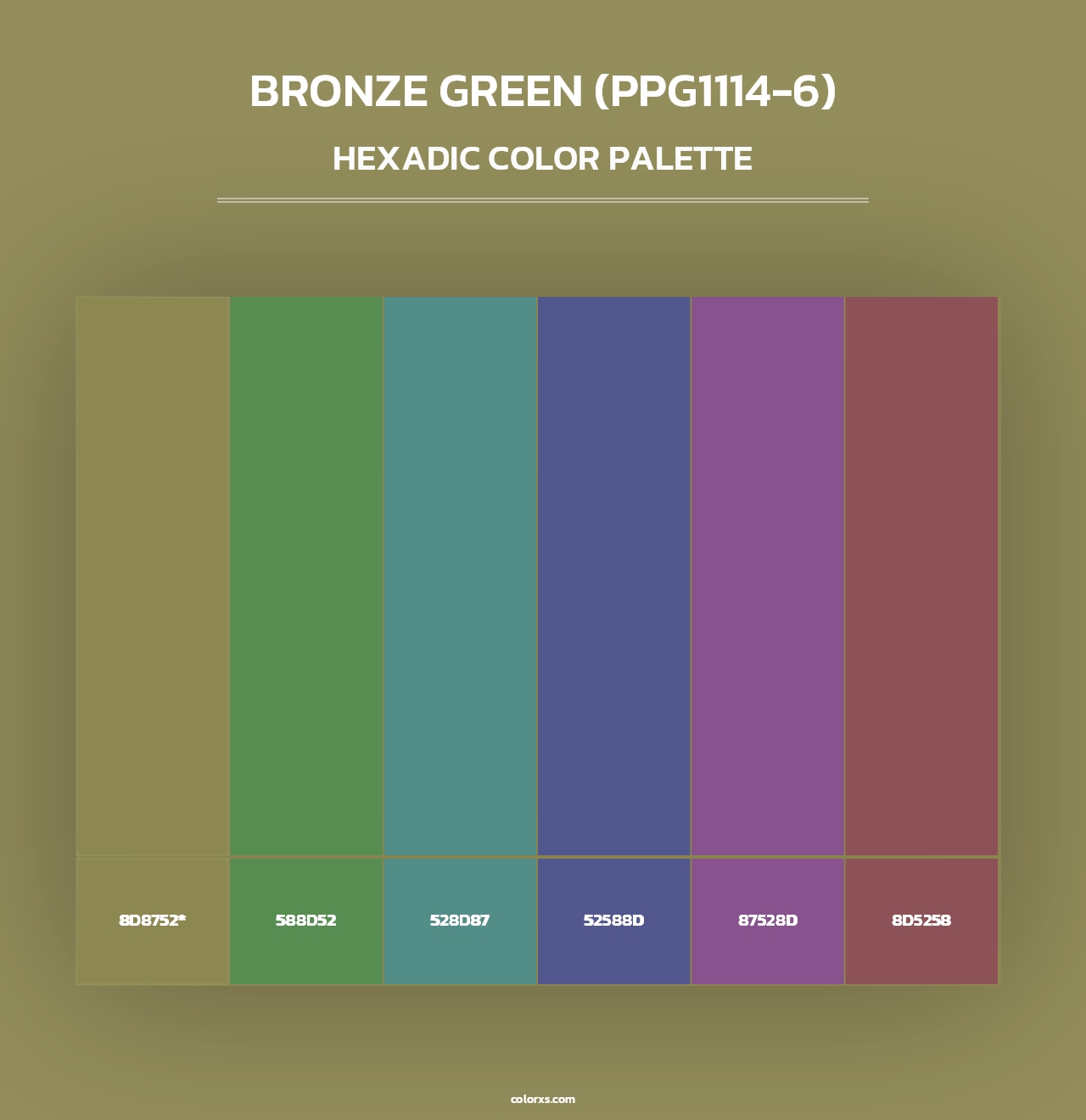 Bronze Green (PPG1114-6) - Hexadic Color Palette