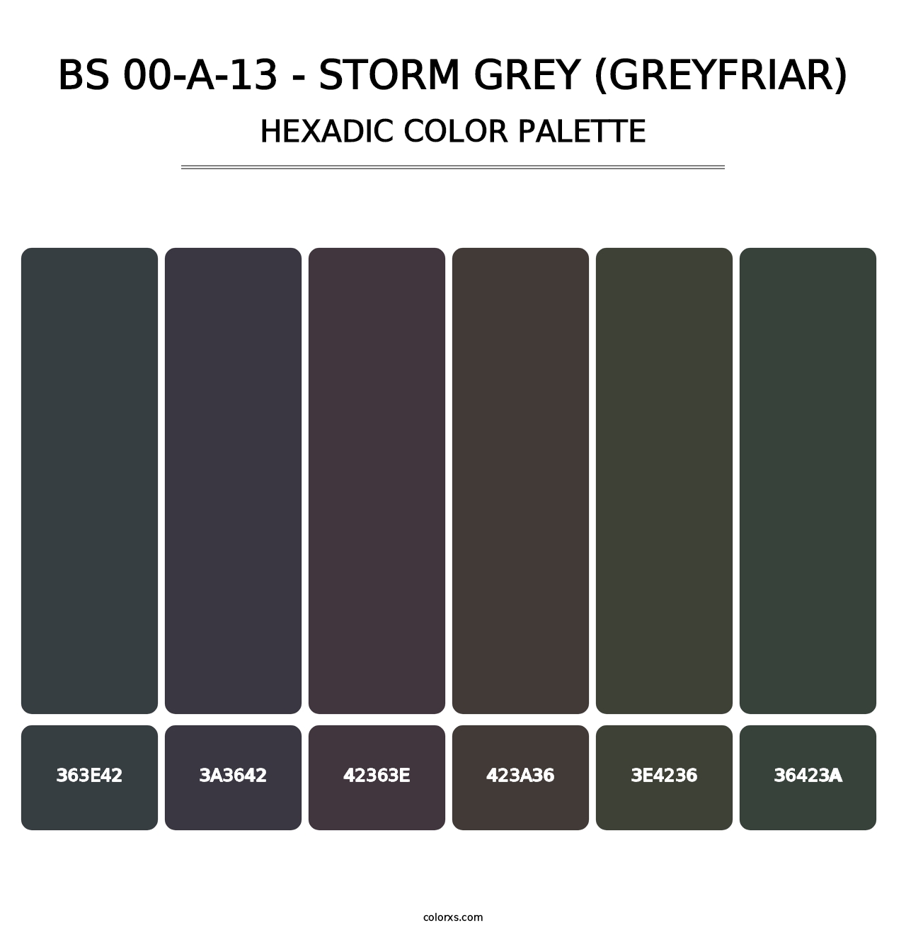 BS 00-A-13 - Storm Grey (Greyfriar) - Hexadic Color Palette