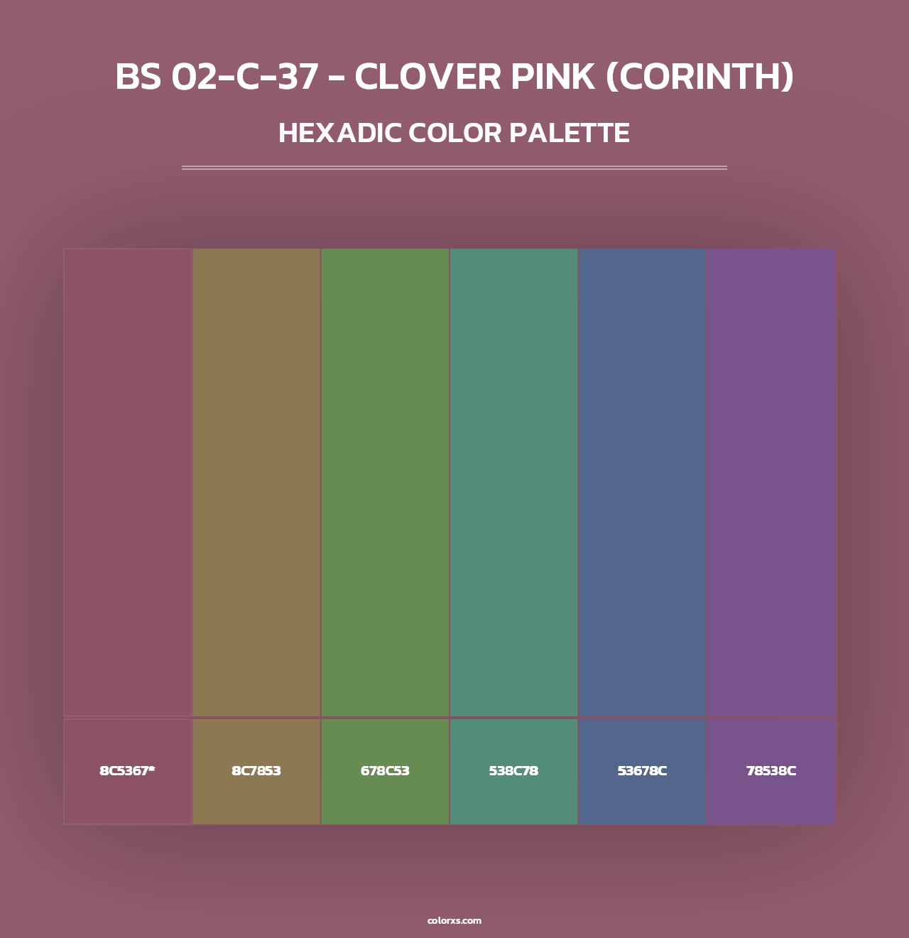 BS 02-C-37 - Clover Pink (Corinth) - Hexadic Color Palette