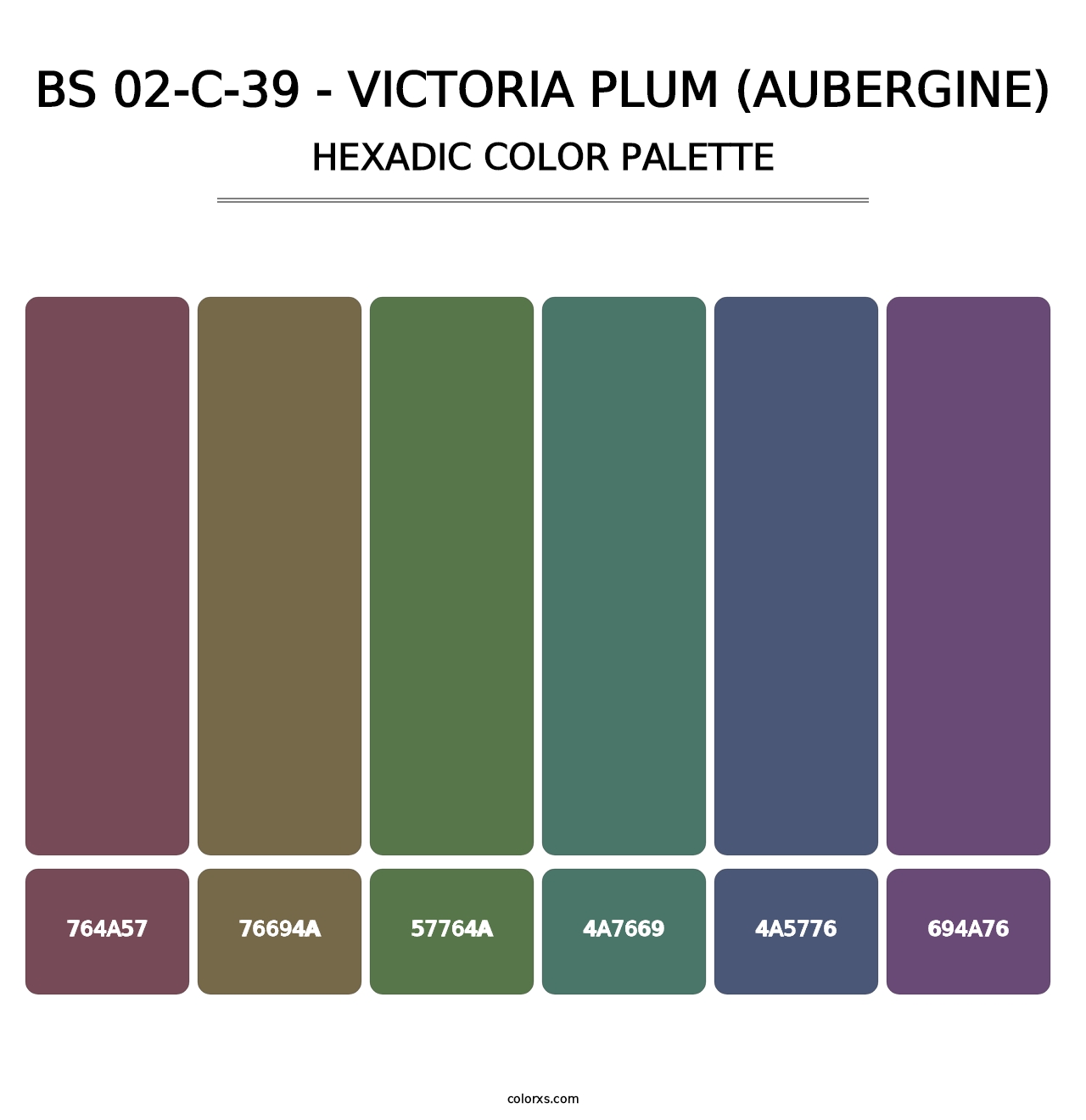 BS 02-C-39 - Victoria Plum (Aubergine) - Hexadic Color Palette