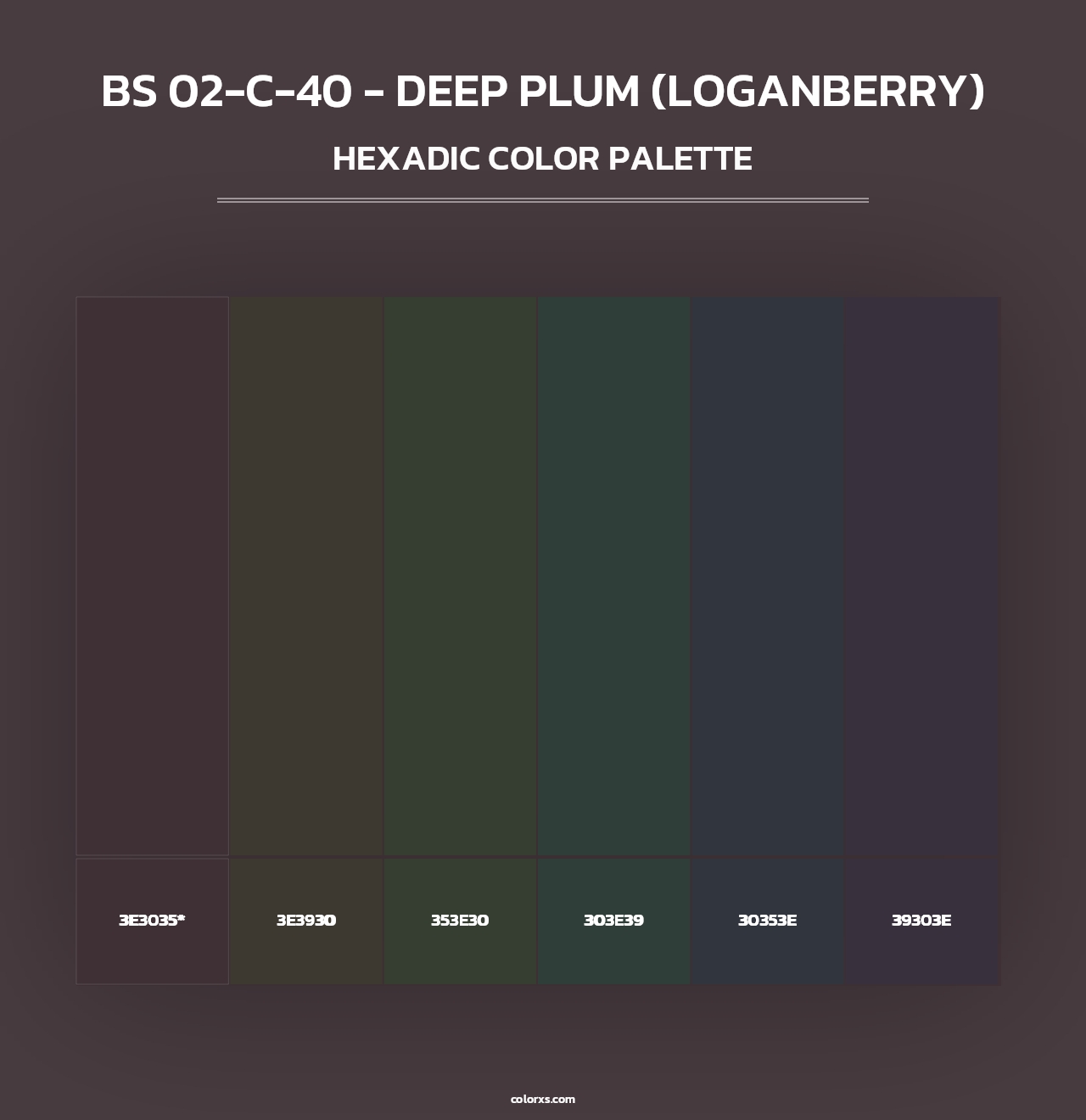 BS 02-C-40 - Deep Plum (Loganberry) - Hexadic Color Palette