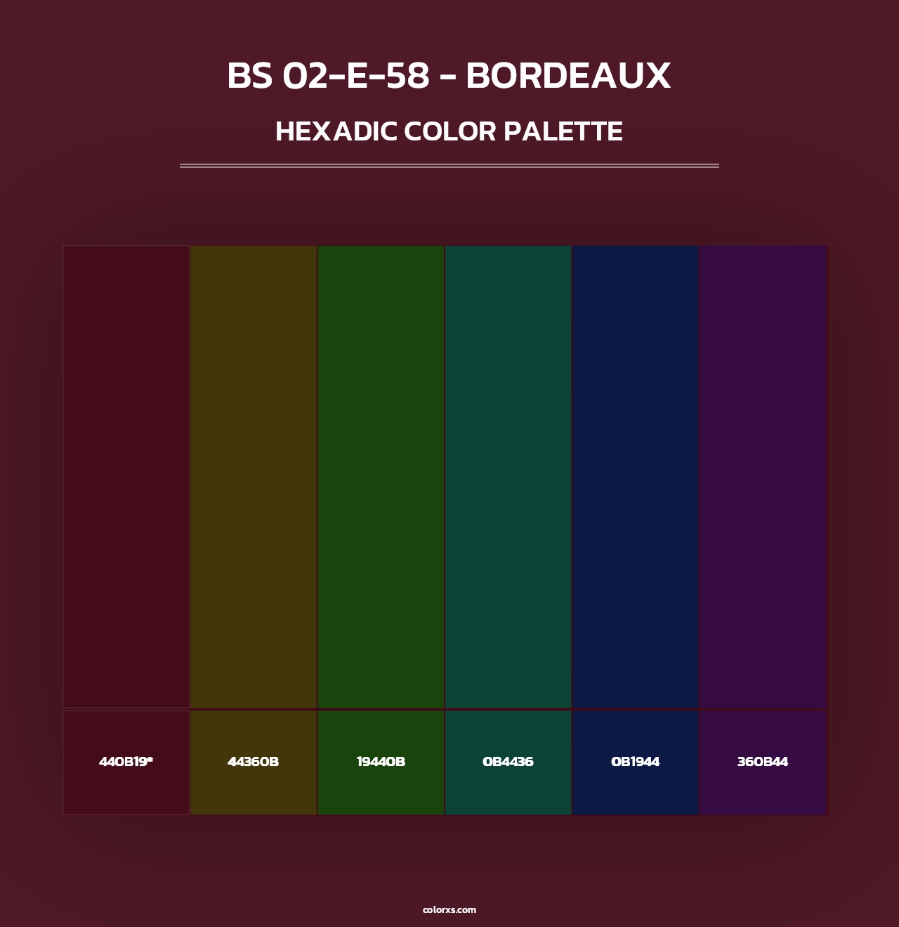 BS 02-E-58 - Bordeaux - Hexadic Color Palette