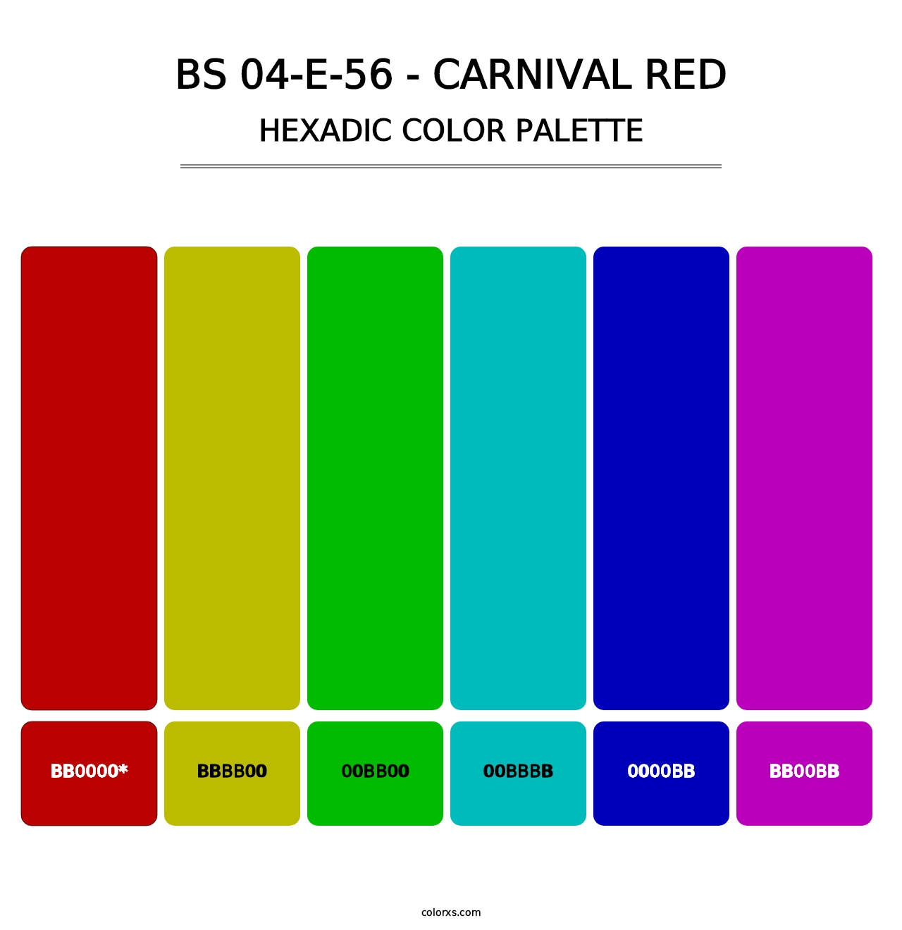 BS 04-E-56 - Carnival Red - Hexadic Color Palette