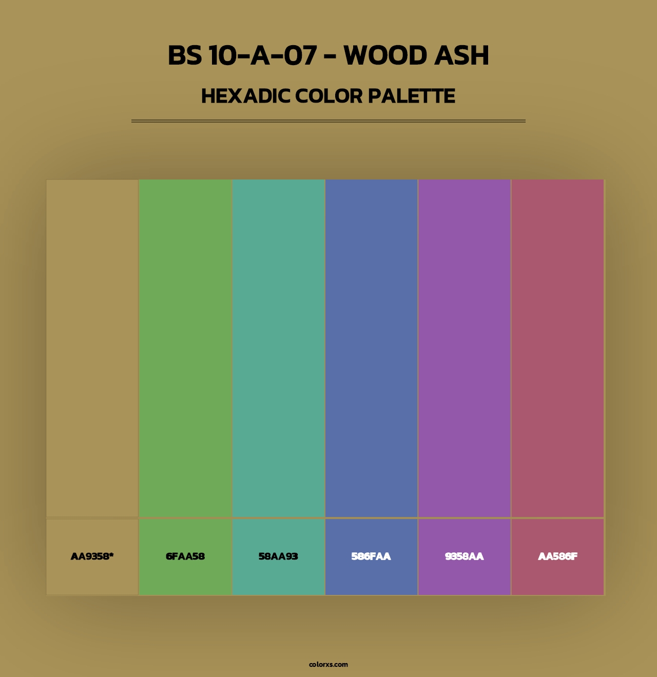 BS 10-A-07 - Wood Ash - Hexadic Color Palette