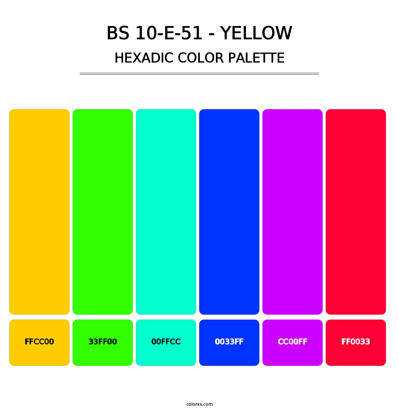 BS 10-E-51 - Yellow - Hexadic Color Palette