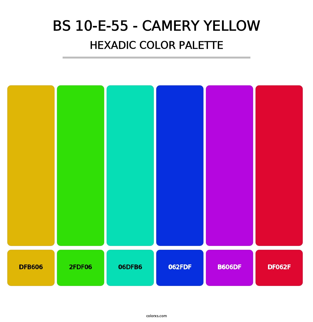 BS 10-E-55 - Camery Yellow - Hexadic Color Palette