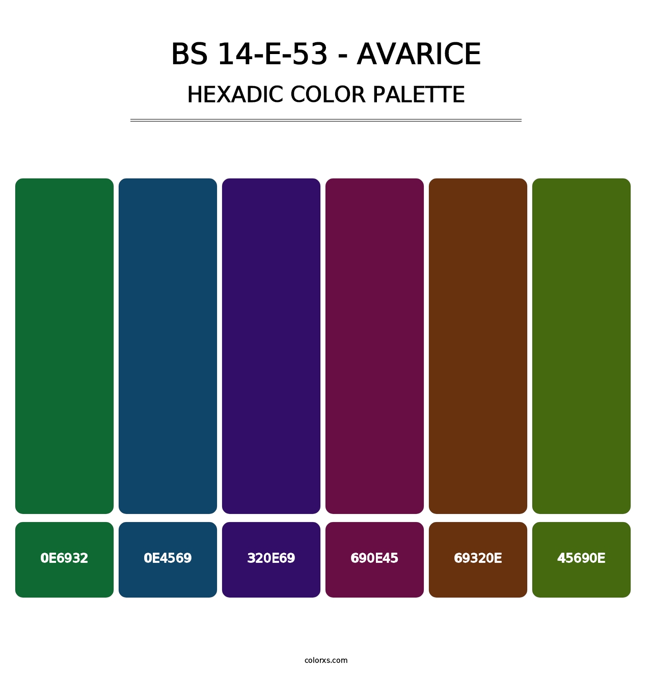 BS 14-E-53 - Avarice - Hexadic Color Palette