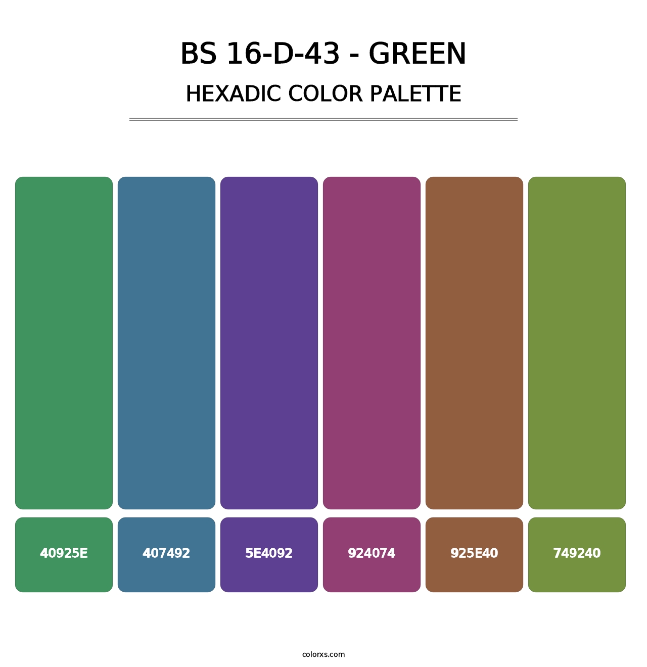 BS 16-D-43 - Green - Hexadic Color Palette