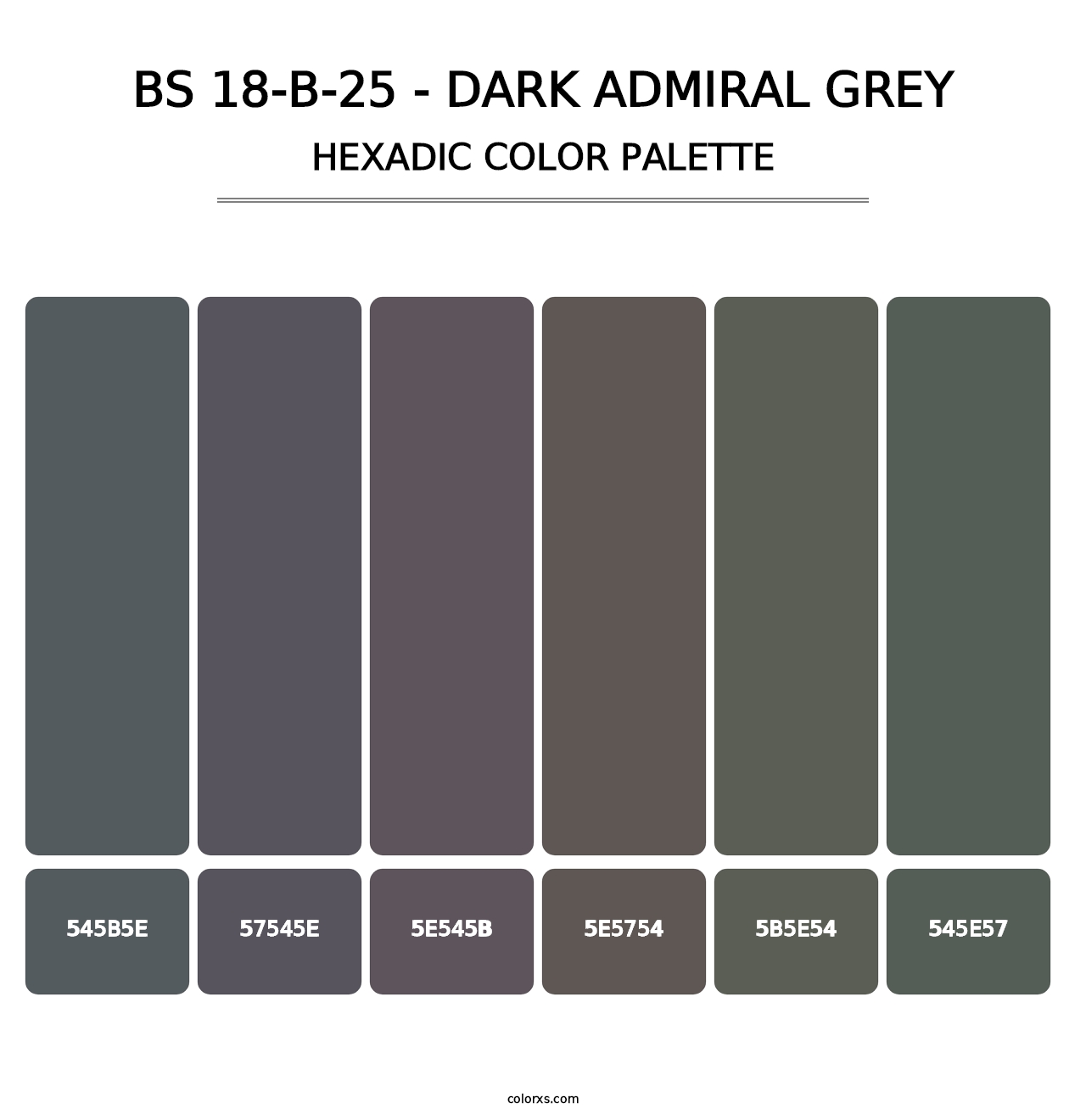 BS 18-B-25 - Dark Admiral Grey - Hexadic Color Palette