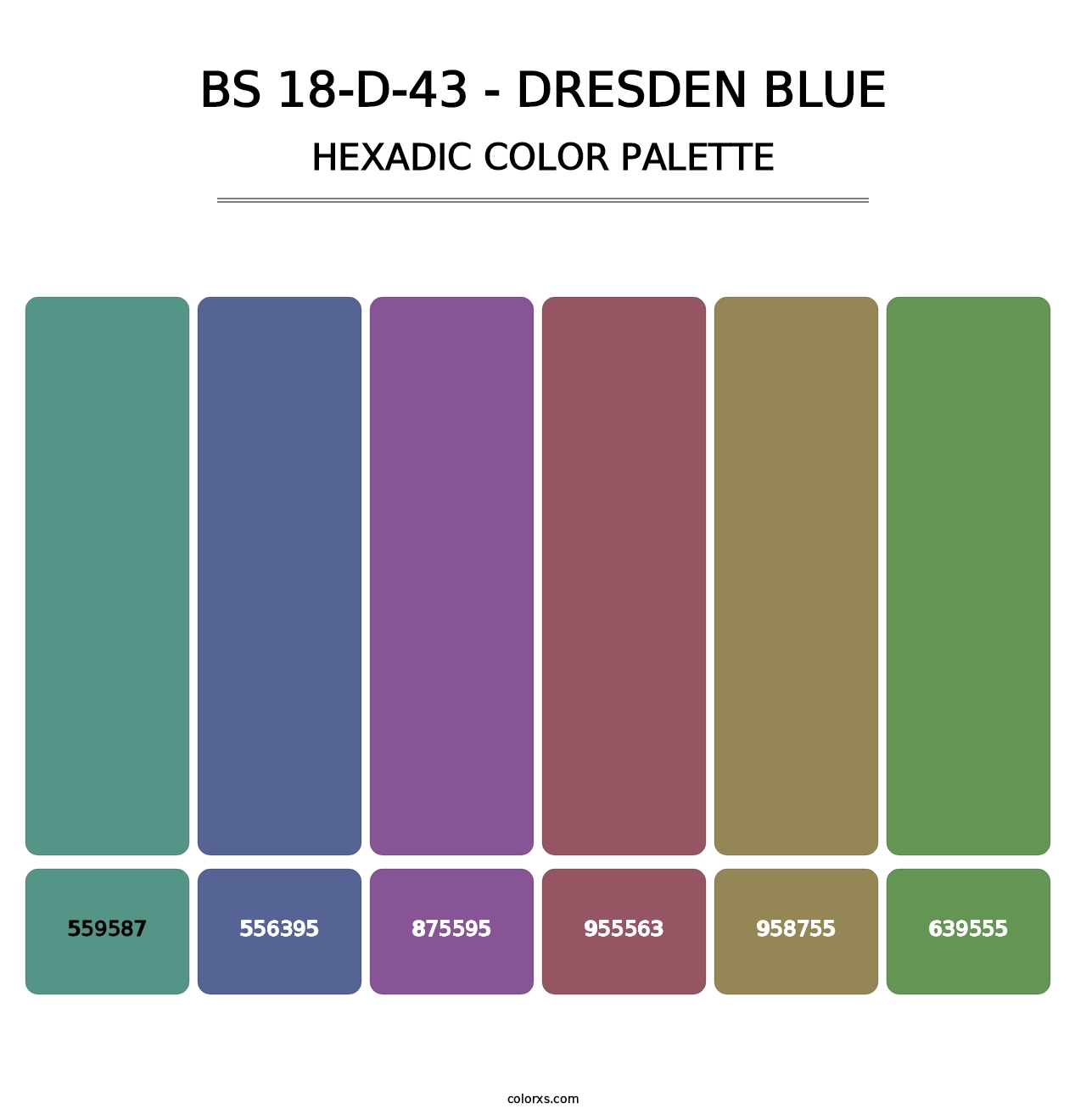 BS 18-D-43 - Dresden Blue - Hexadic Color Palette