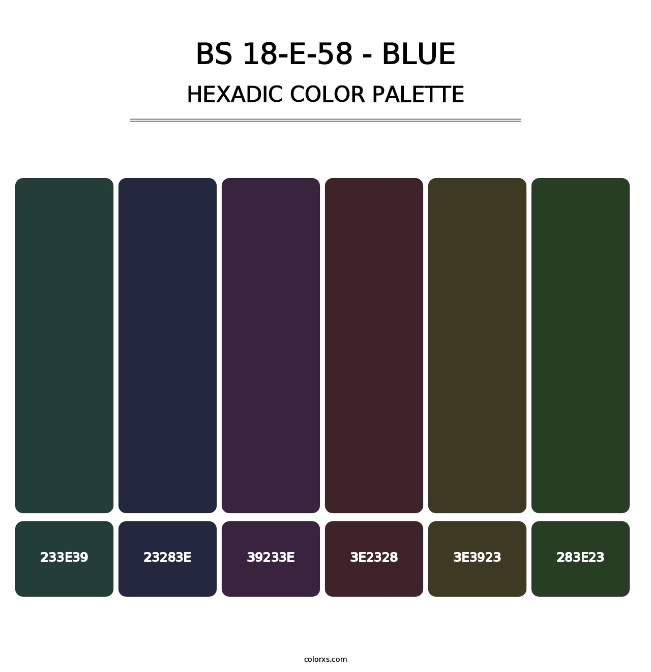 BS 18-E-58 - Blue - Hexadic Color Palette