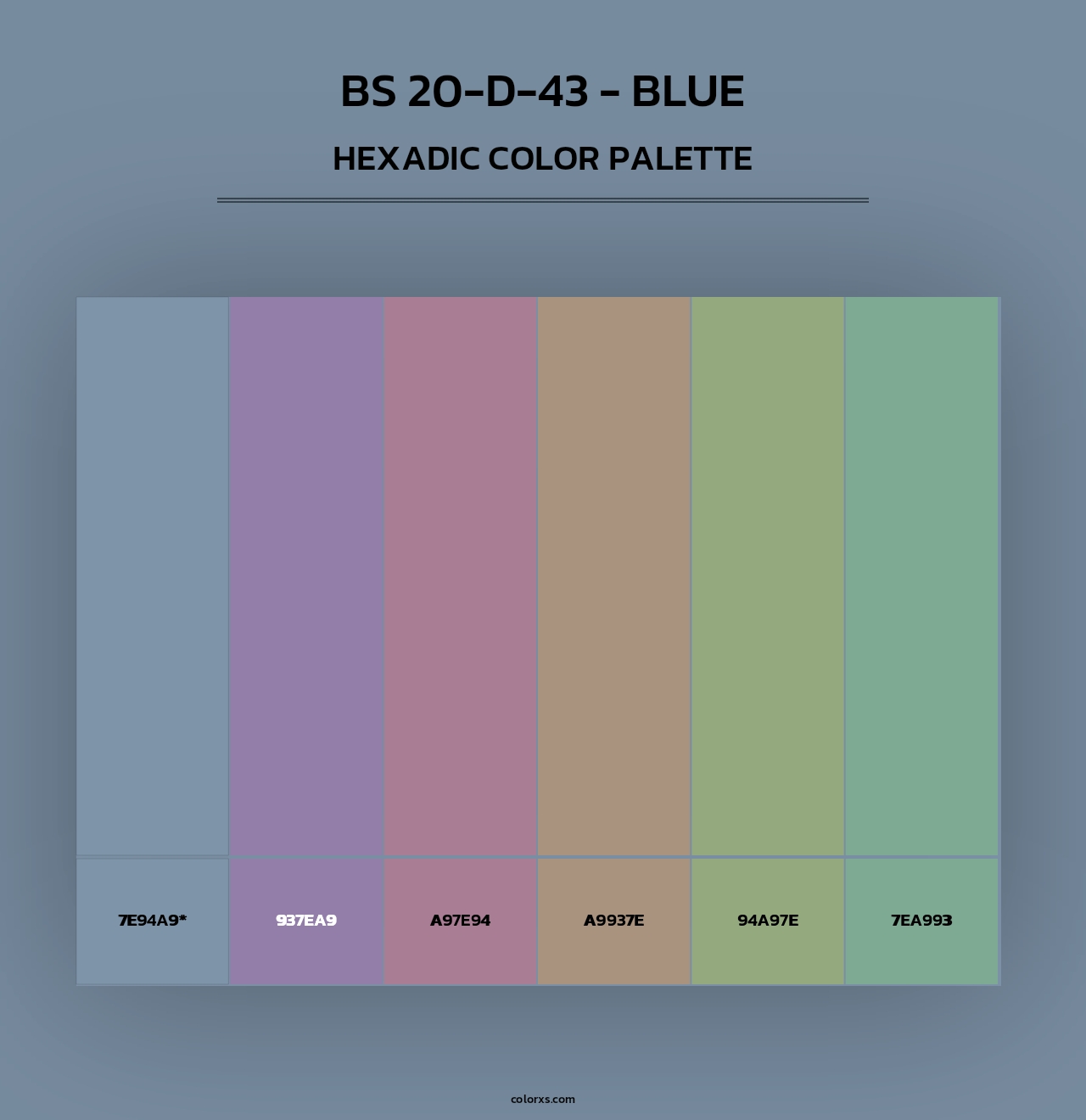 BS 20-D-43 - Blue - Hexadic Color Palette