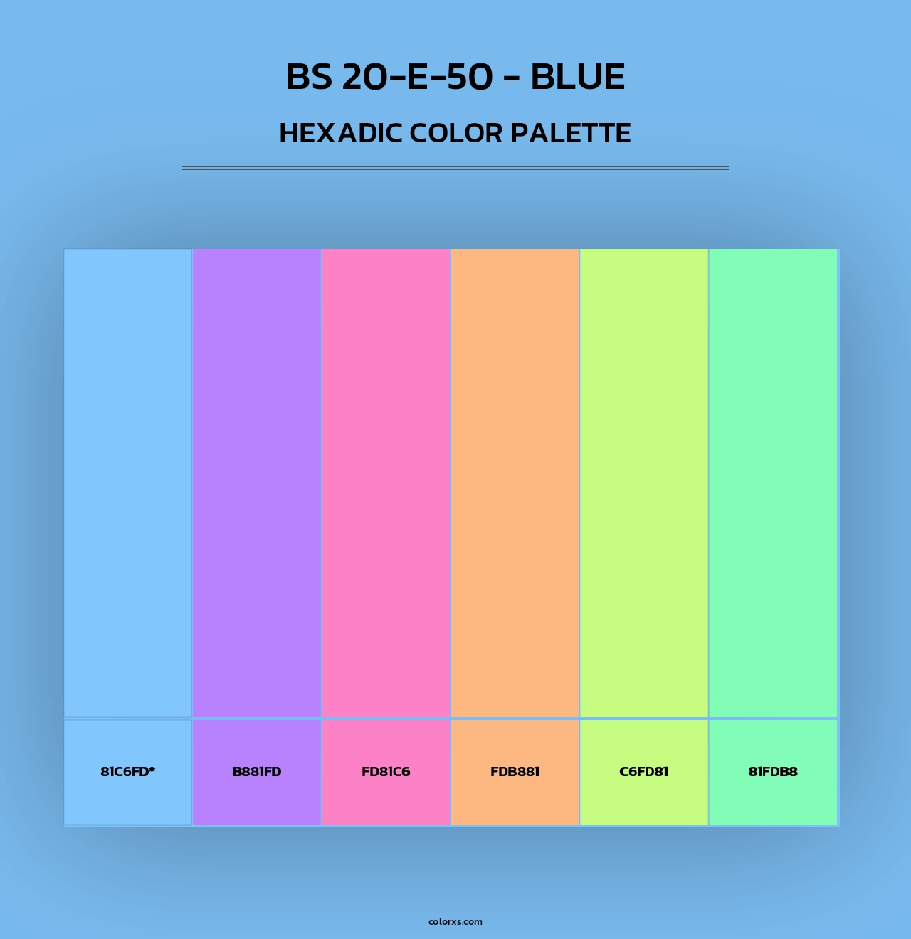 BS 20-E-50 - Blue - Hexadic Color Palette
