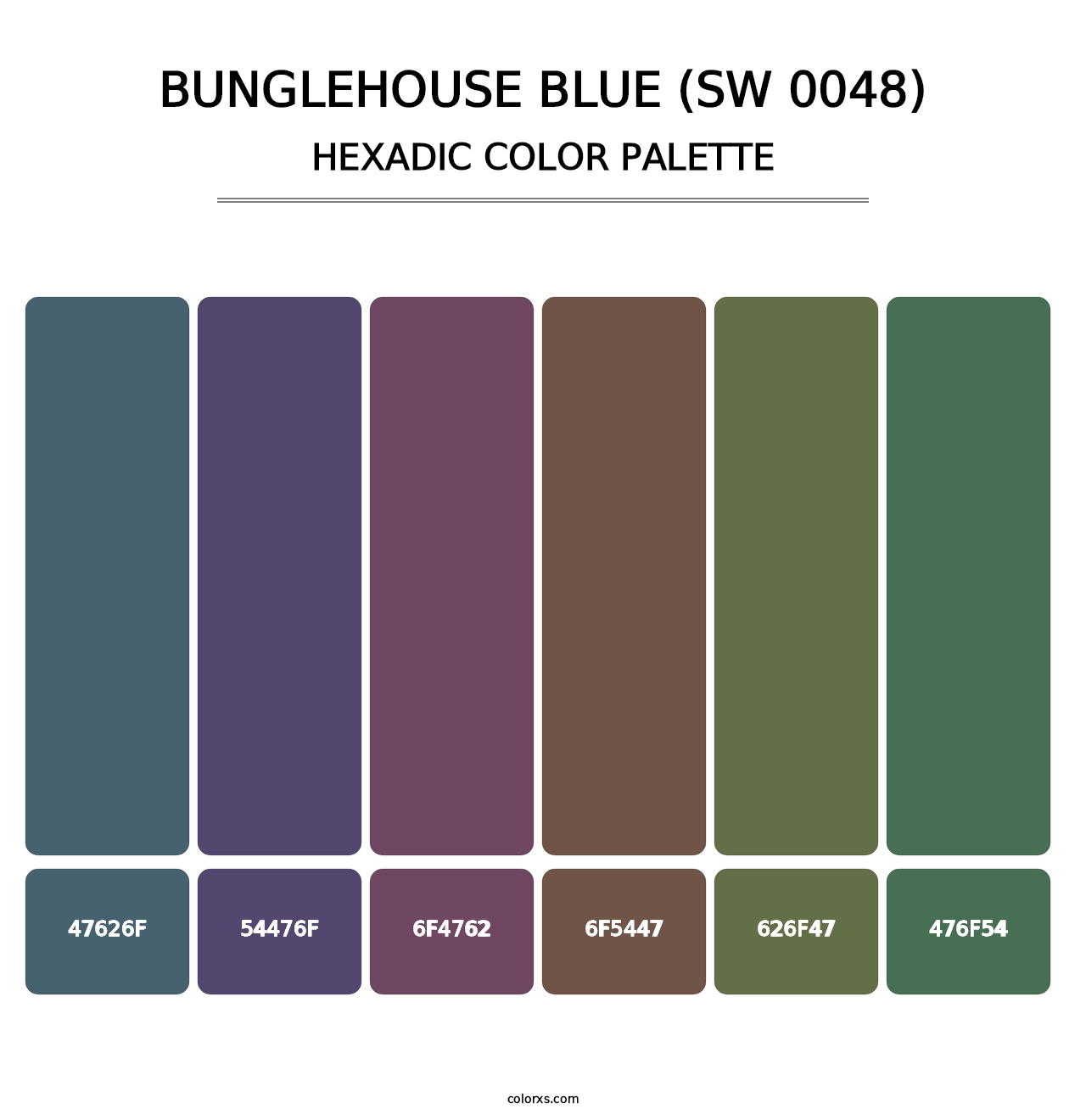 Bunglehouse Blue (SW 0048) - Hexadic Color Palette